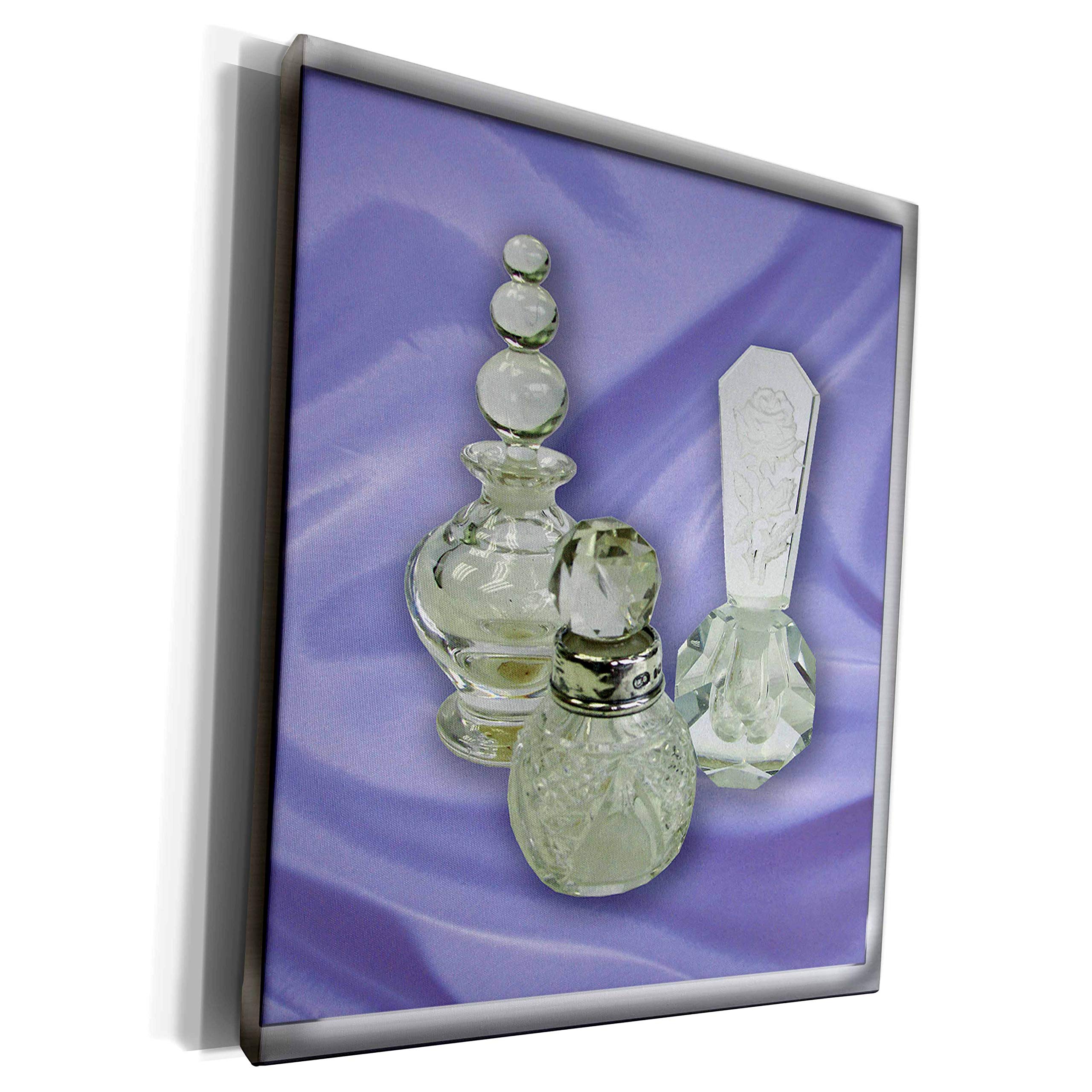 Vintage Glass Perfume Bottles on Lavender - Museum Grade Canvas Wall Art Print - Home Decor for Bathroom, Bedroom & Living Room - 3D Rose Collection (cw_153605_1)