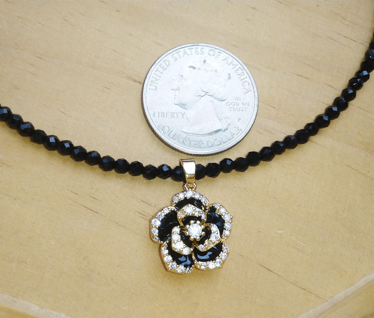 Black Rose Choker Necklace - 925 Sterling Silver with Black Spinel Beads | Elegant Gothic Jewelry for Women | Perfect for Evening Parties, Weddings & Date Nights