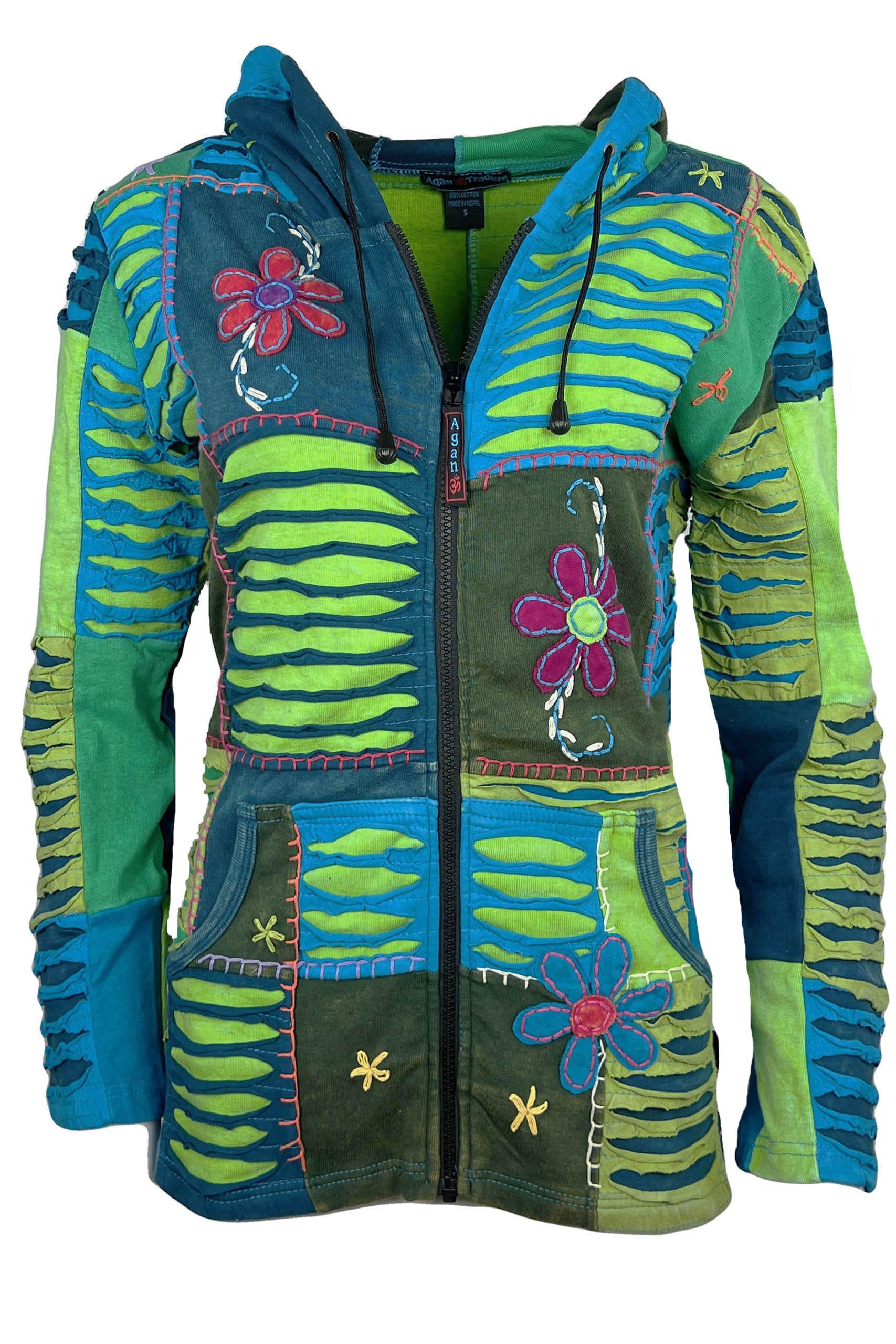 Agan Traders 2025 Spring Tie-Dye Patch Embroidered Women's Zip Up Hoodie Jacket - Trendy Free-Spirited Fashion for Casual Wear, Street Style & Outdoor Activities