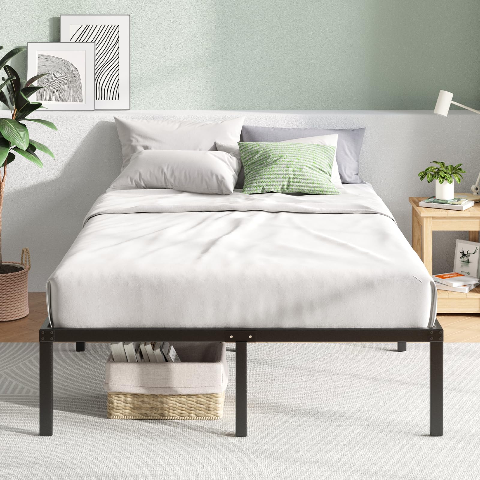 Novilla Full Size Bed Frame - 14 Inch Metal Platform Bed with Under Bed Storage, Heavy Duty Steel Slat Support, No Box Spring Needed, Easy Assembly - Perfect for Small Bedrooms, Guest Rooms & Dormitories
