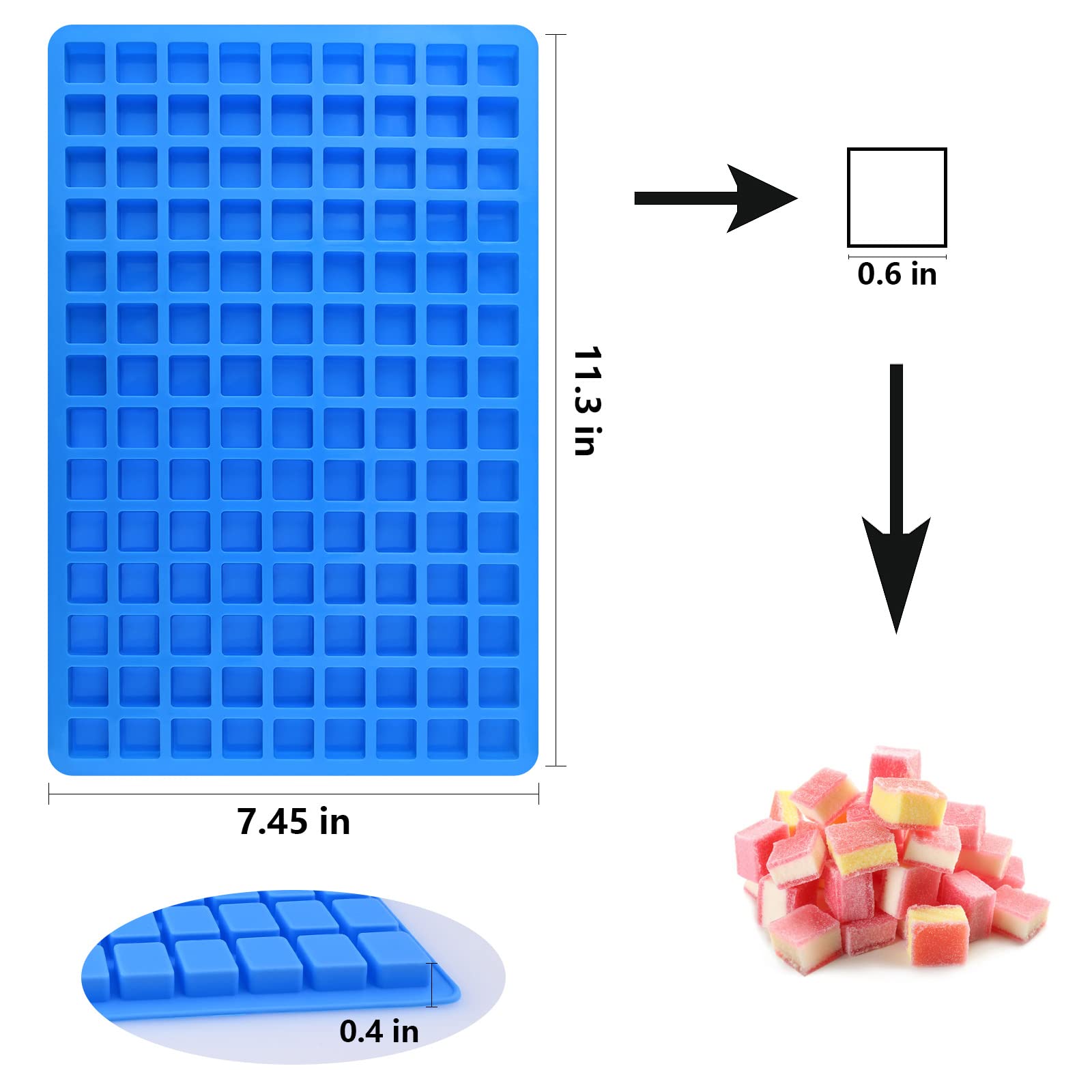 Sakolla 126 Cavities Square Silicone Candy Molds for Chocolate, Hard Candy, Ice Cubes, Caramel - Perfect for Baking, DIY Desserts, Party Favors & Home Decor