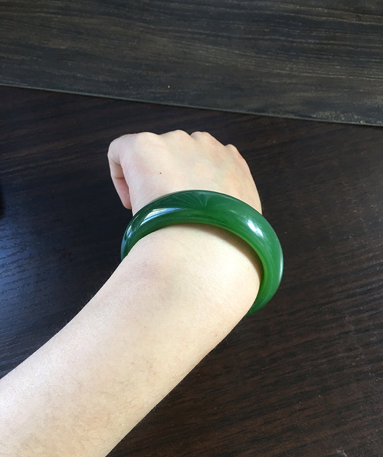 Natural Jade Bangle - Genuine Nephrite Jade Bracelet, 55.3mm Inner Diameter, Handcrafted Jewelry for Women | Perfect Gift for Birthday, Anniversary & Spiritual Healing