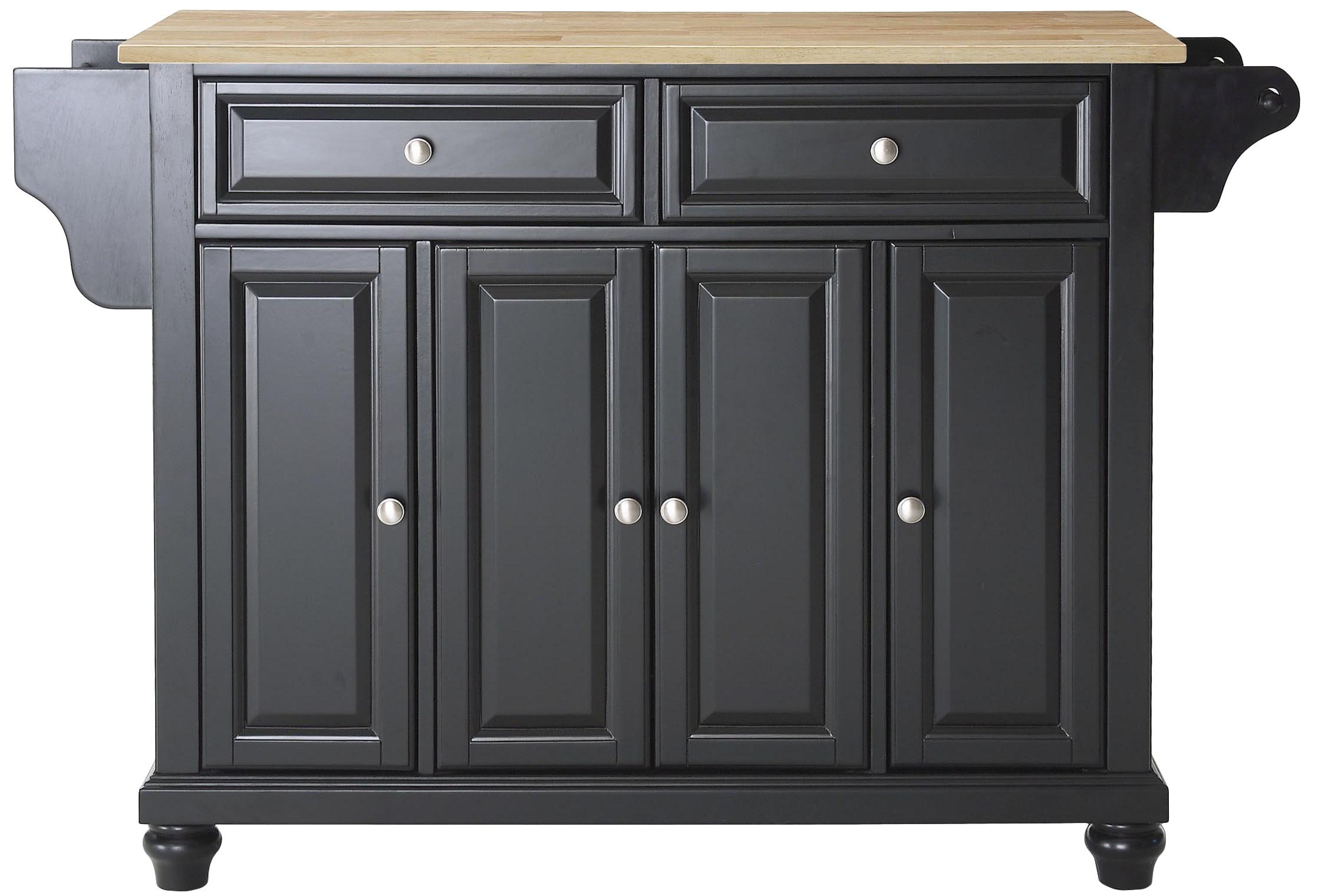 Crosley Cambridge Wood Top Rolling Kitchen Island Cart - Black Microwave Stand with Spice Rack & Storage | Perfect for Small Kitchens, Pantry Organization & Mobile Food Prep Station