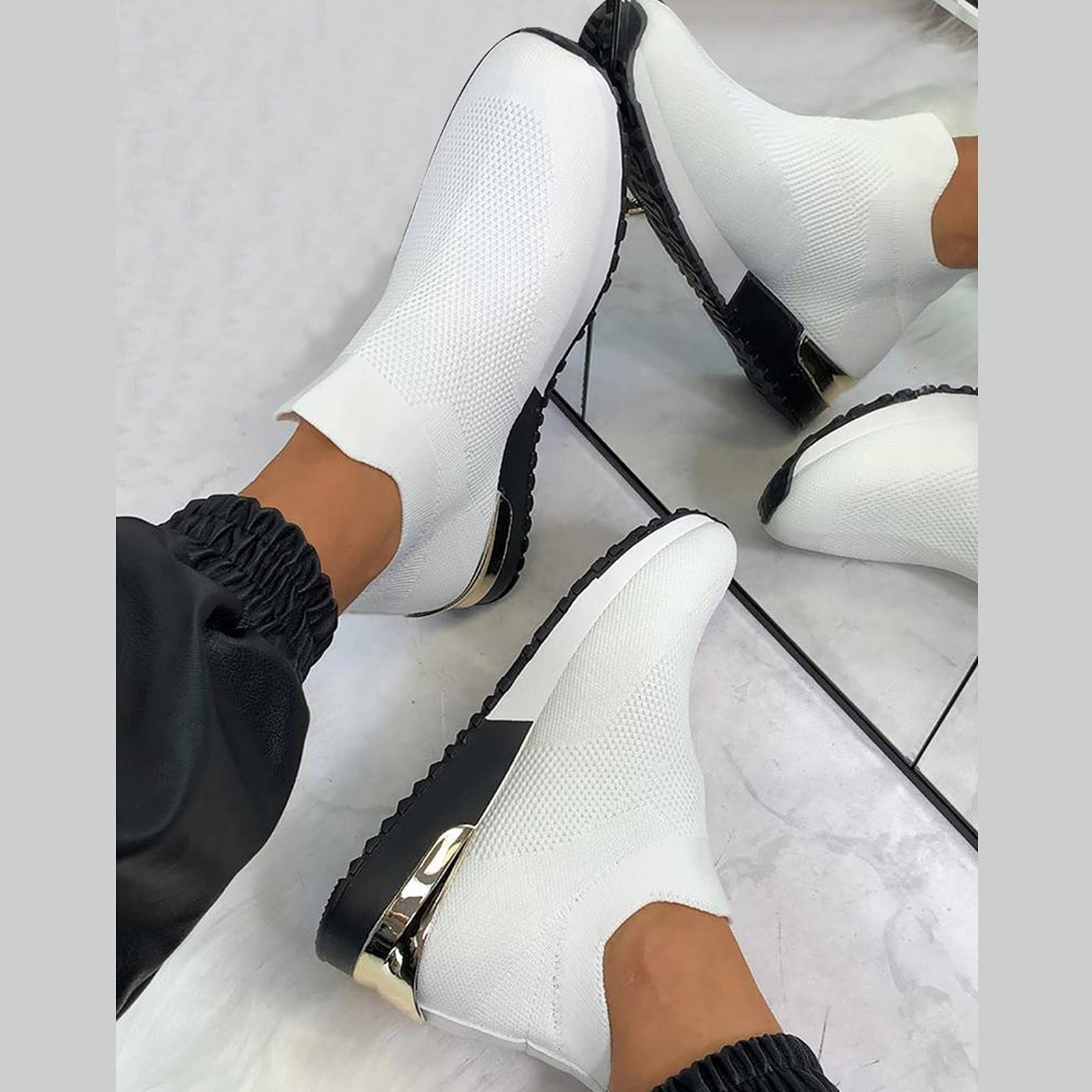 Women's Lightweight Slip-On Sneakers - Comfortable Casual Tennis Shoes for Women - Perfect for Walking, Running, and Everyday Wear