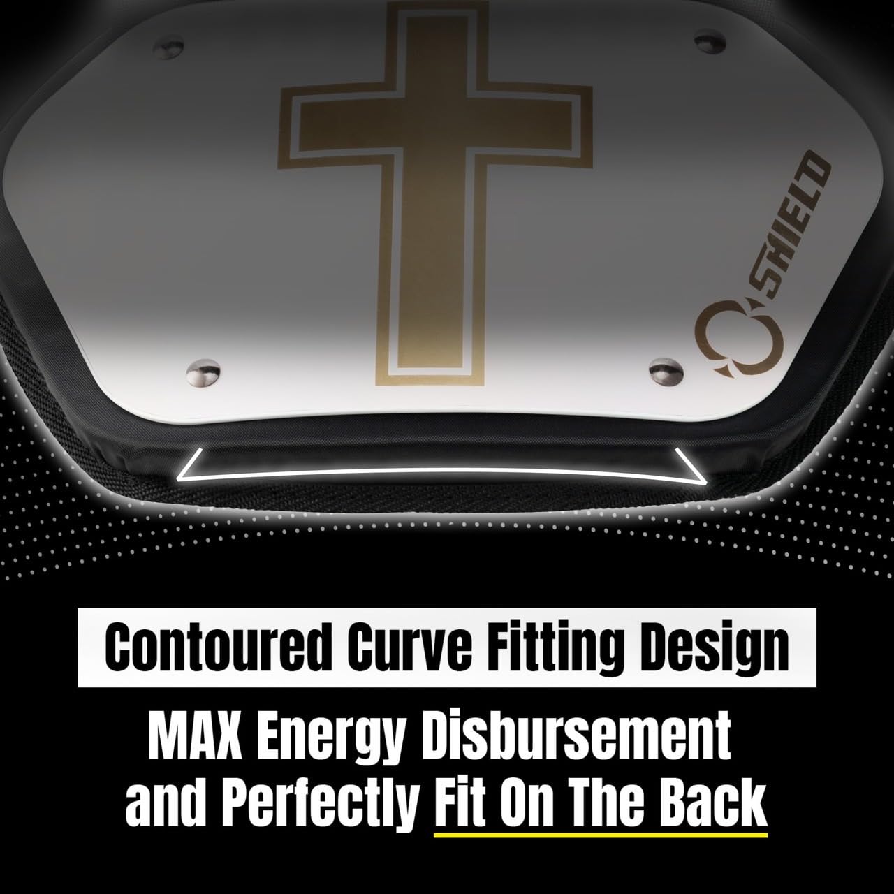 O Shield Golden Cross Chrome Football Back Plate - Lower Back Pads for Football Players - Rear Protector Cross Series - Protective Gear for Tackling & Contact Sports