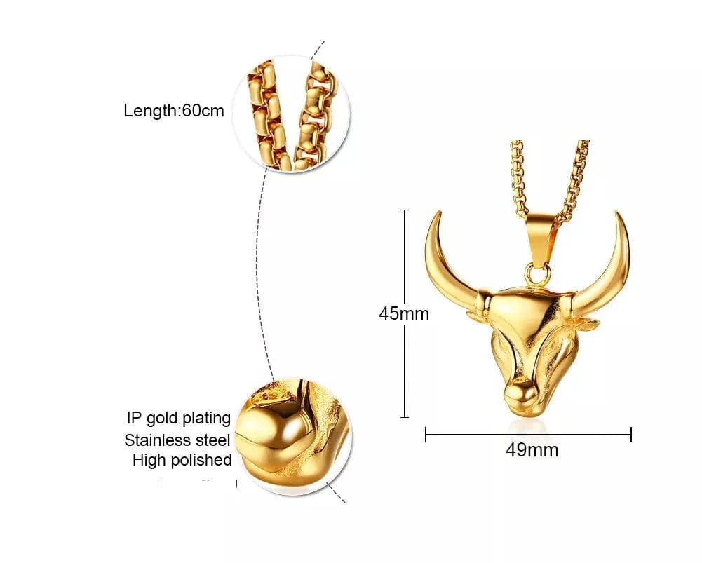 Gold Bull Necklace for Men & Women - 18K Gold Plated Pendant with Chain - Perfect for Gifts, Fashion & Everyday Wear
