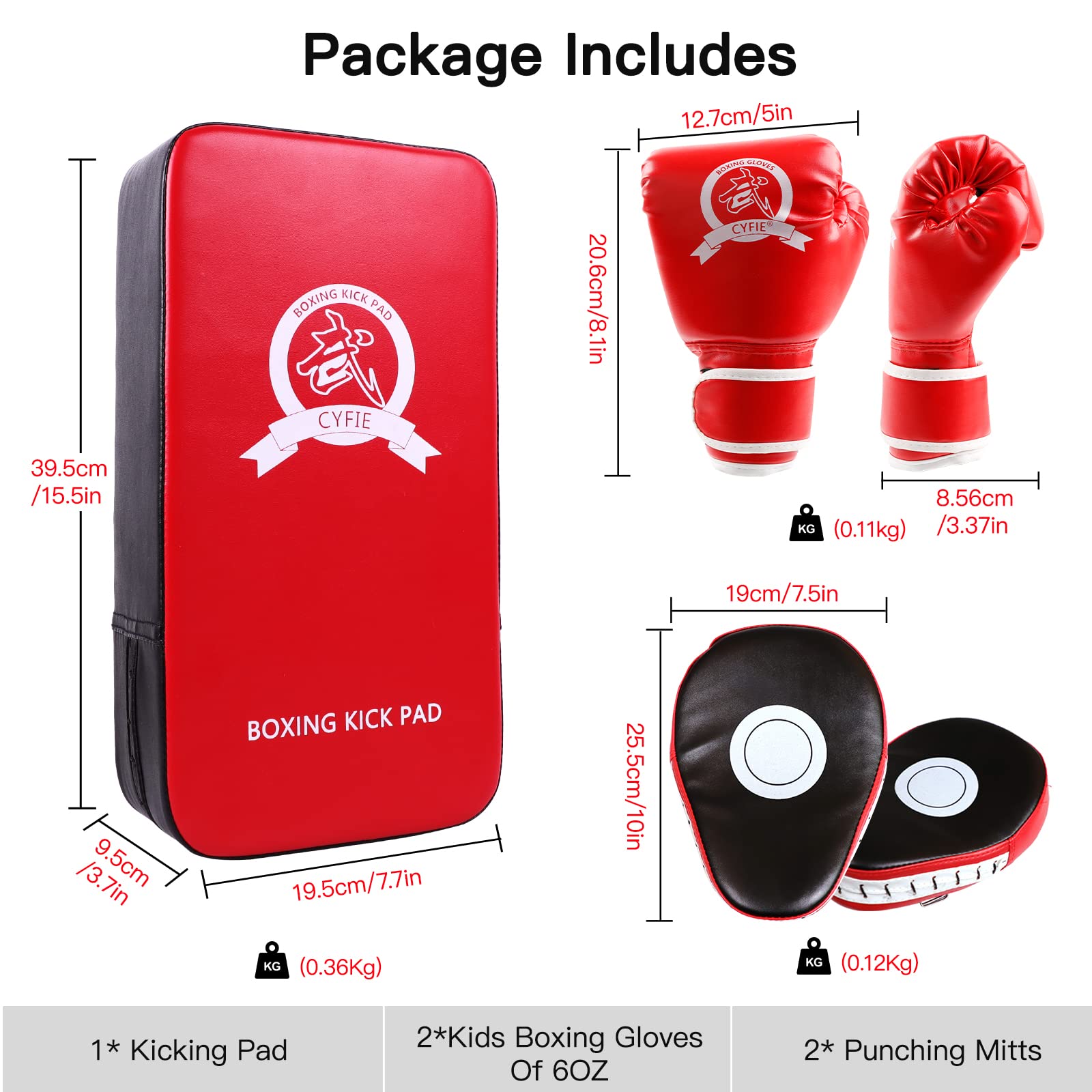 CYFIE Kids Boxing Equipment Set - Punching Mitts, Kicking Shields & Training Gloves for Karate, Muay Thai, Taekwondo | Martial Arts Sparring Gear for Home Gym Workout | Perfect for Youth & Toddler Training Sessions