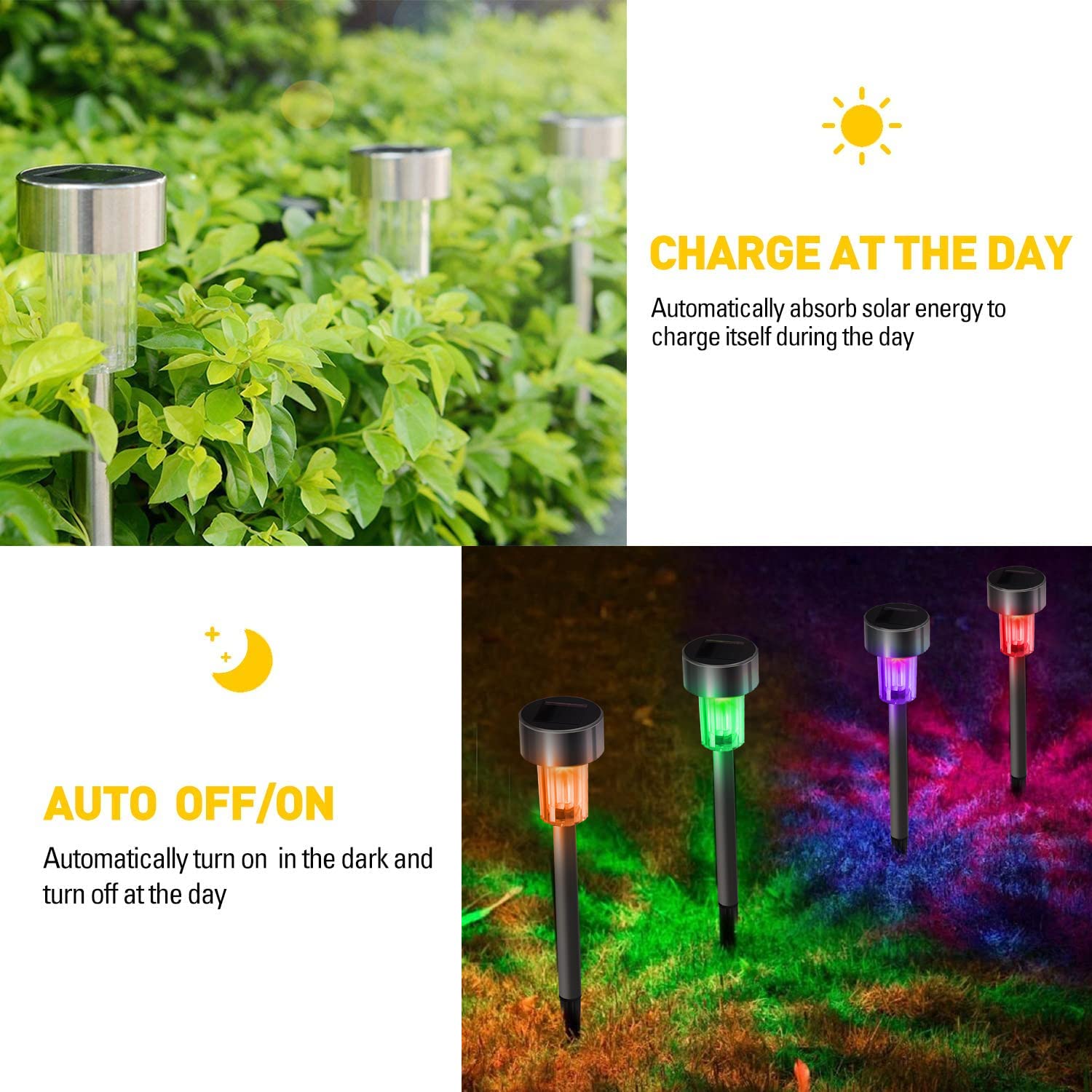 16 Pack Solar Outdoor Christmas Lights - Waterproof Steel Garden Lights with Auto On/Off, Bright for 10 Hours - Perfect for Pathway, Walkway, Patio, Yard, Lawn & Driveway Decoration