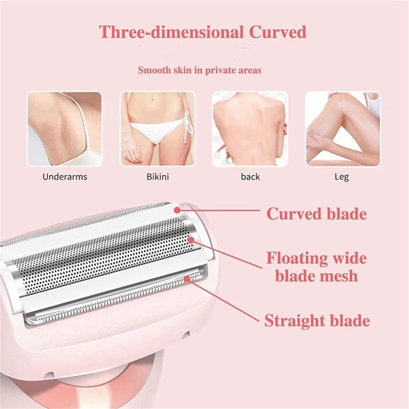 Elunara Silkglide Pro 3.0 Electric Razor for Women - 2-in-1 Rechargeable Shaver with Pink & Blue Blades - Smooth Legs, Underarms & Bikini Line - Perfect for Travel, Gym & Everyday Use
