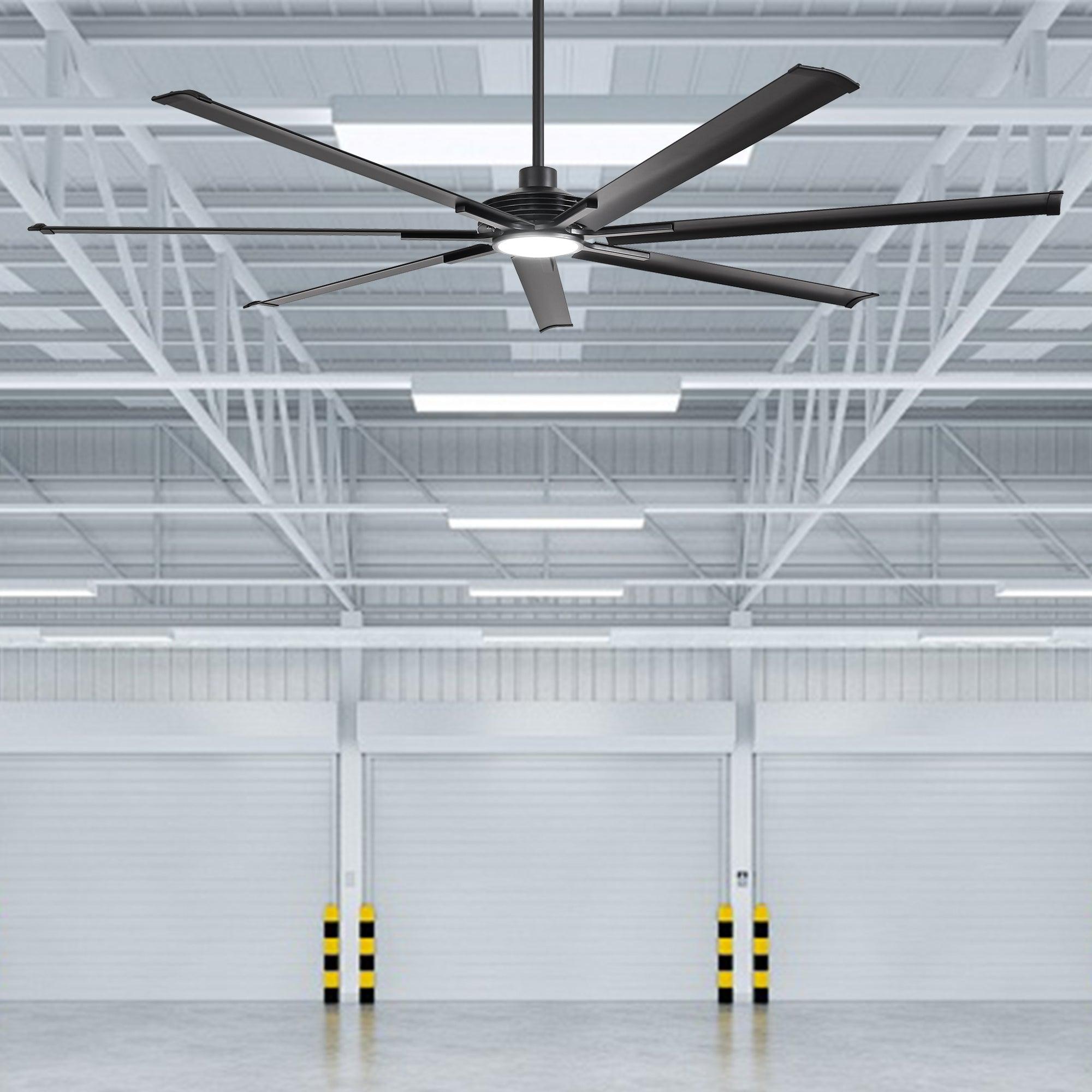 84 Inch & 100 Inch Large Black Ceiling Fan with Remote Control - Dimmable LED Light, Quiet Reversible Motor for Living Room, Bedroom, Patio - Energy Efficient Modern Home Cooling Solution