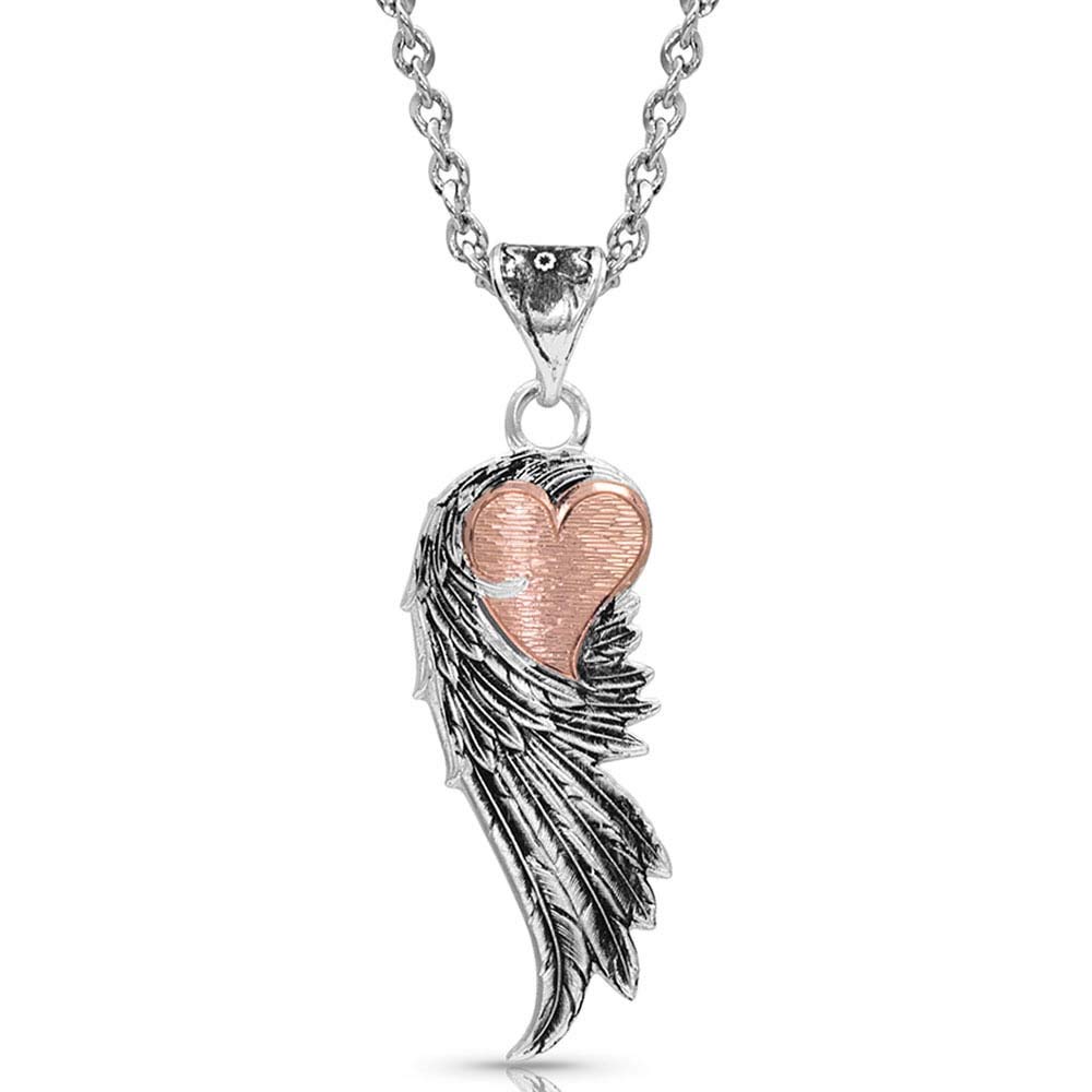 Montana Silversmiths Rose Gold Heart Feather Necklace - Dainty Layering Jewelry for Women, Perfect for Valentine's Day Gifts & Romantic Date Nights