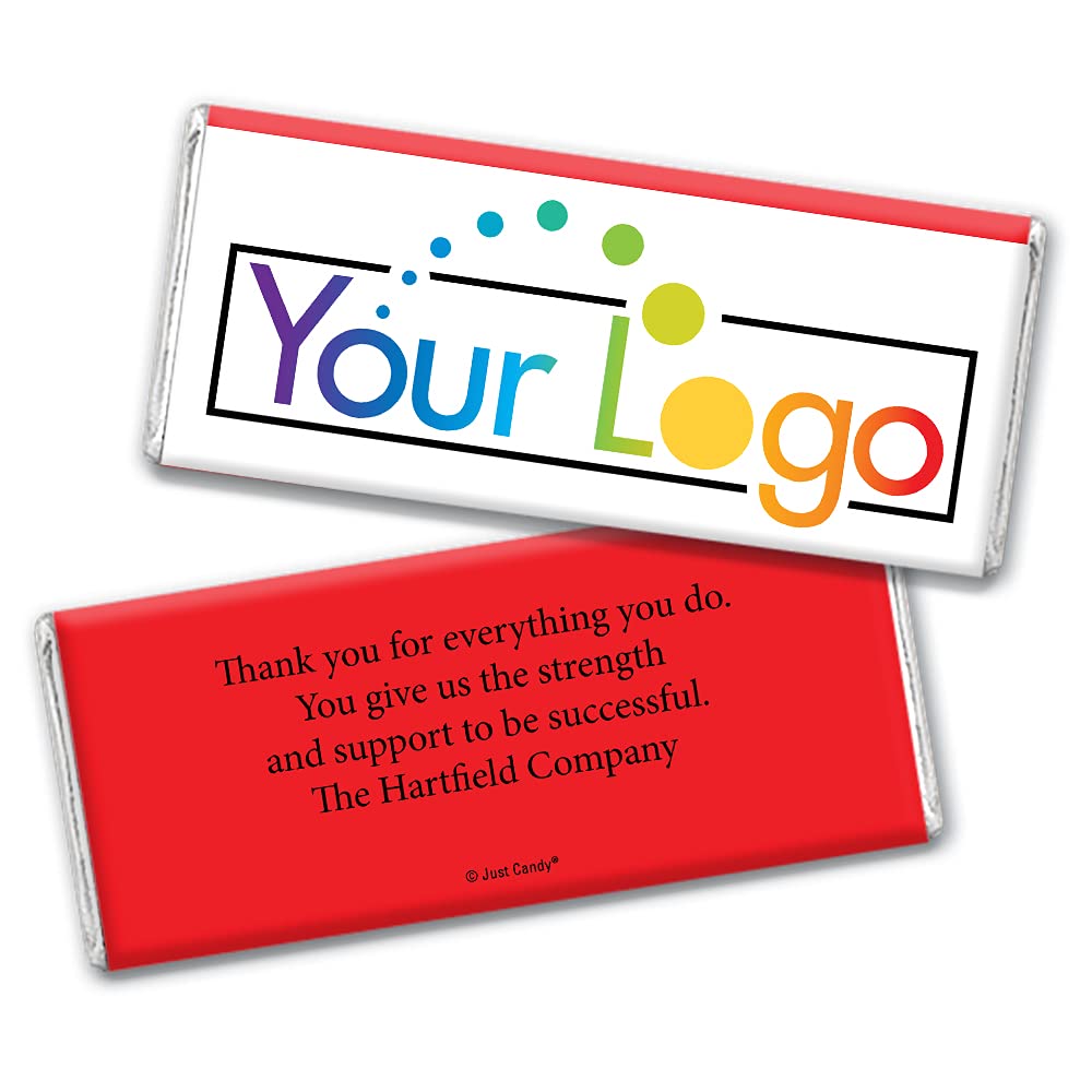 50ct Custom Printed Chocolate Bars with Logo - Bulk Promotional Candy for Corporate Gifts, Events & Fundraisers - Red Wrapper