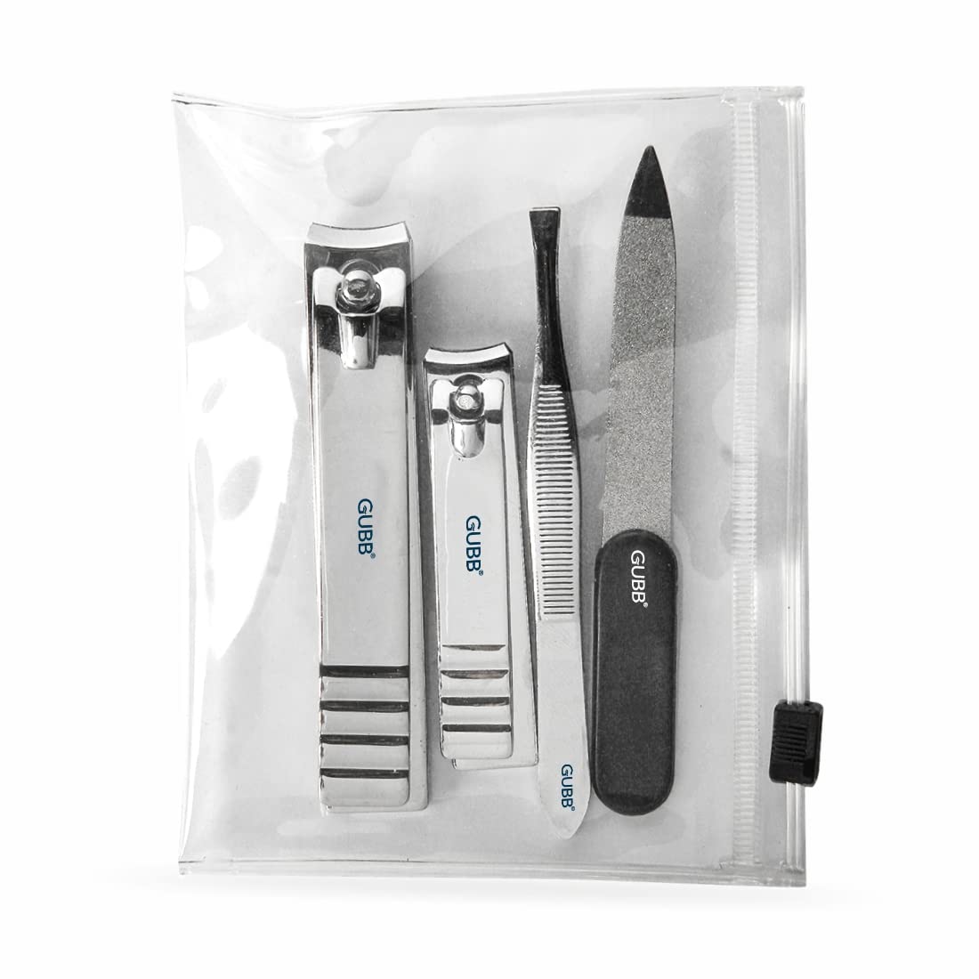 GUBB Professional Nail Care Kit - Toenail Clippers, Fingernail Cutter, Nail File & Flat Tweezers | Manicure Pedicure Set with Rust-Resistant Stainless Steel Blades for Smooth Finish | Perfect for Home Salon, Travel & Gift Giving