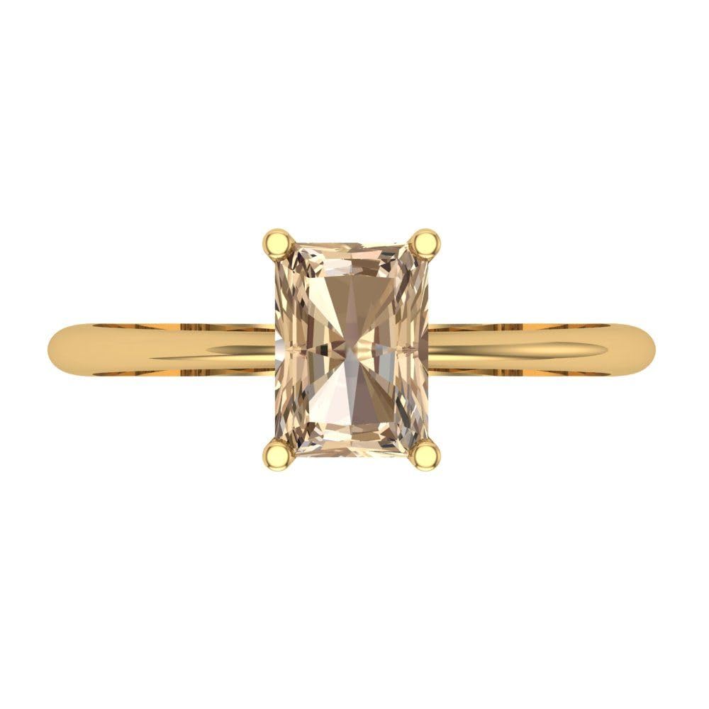 1.0 ct Radiant Cut Yellow Moissanite Engagement Ring - 14k Yellow Gold Solitaire Wedding Band for Women | Anniversary, Proposal, Bridal Jewelry Gift