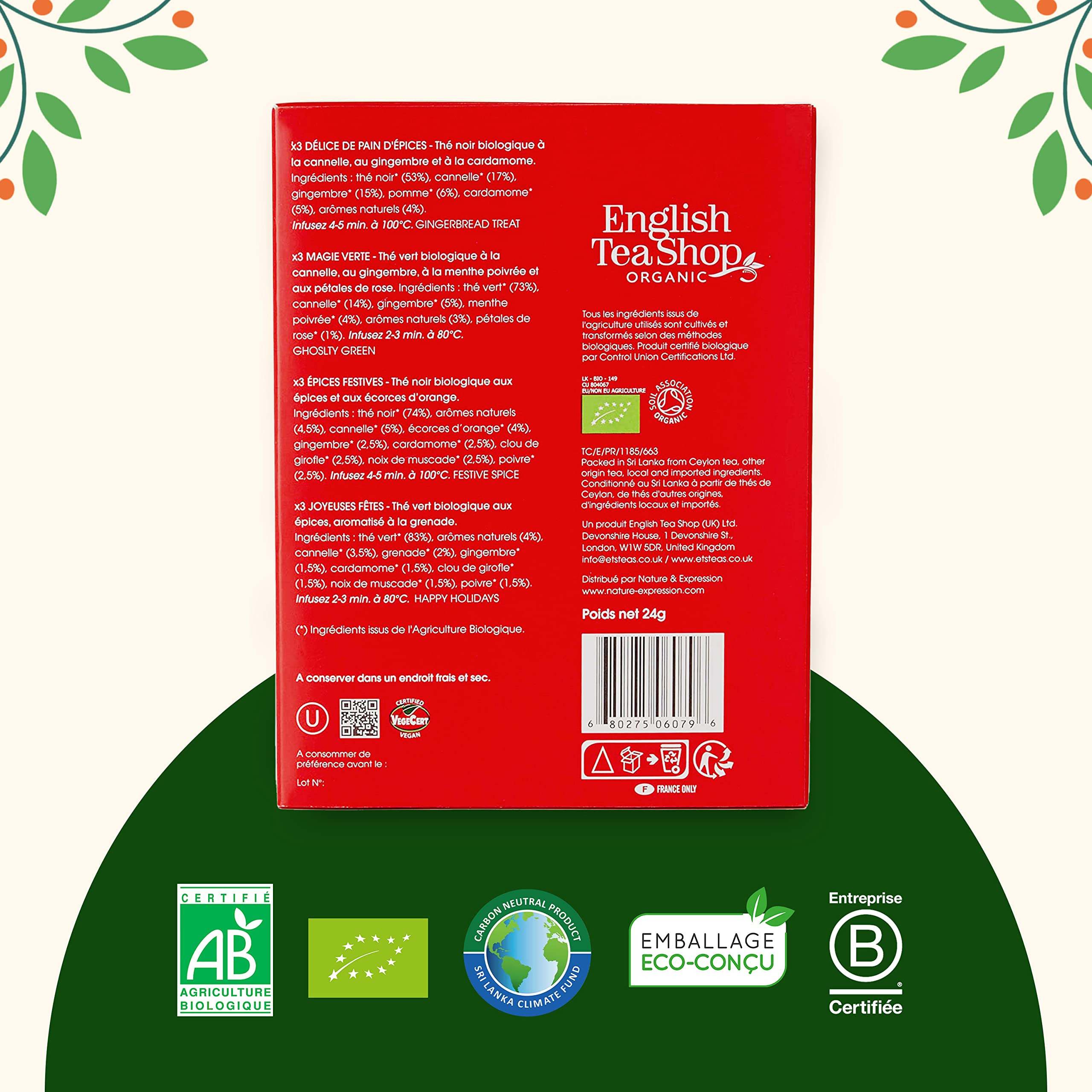 Organic Christmas Tea Gift Set - English Tea Shop Winter Selection (4 Flavors, 12 Tea Bags) - Holiday Tea Collection for Gifting, Cozy Nights & Festive Gatherings