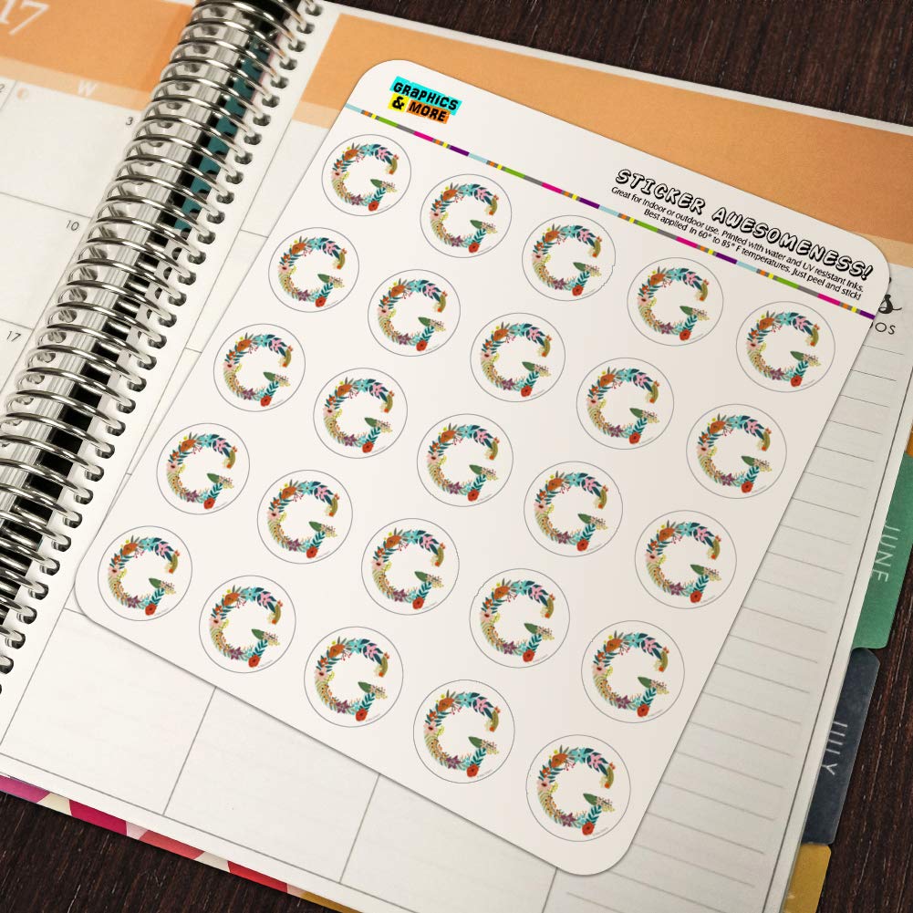 Floral Monogram Letter G Stickers for Planner, Calendar, Scrapbooking & Crafting - Perfect for DIY Projects, Bullet Journals & Gift Decorations