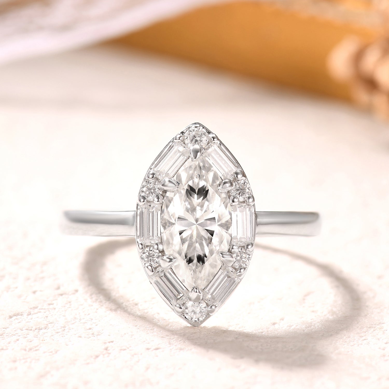 1 Carat Vintage Marquise Cut Diamond Engagement Ring - IGI Certified Lab Grown Diamond & Moissanite Ring for Wedding Proposal, Anniversary Gift, Bridal Jewelry