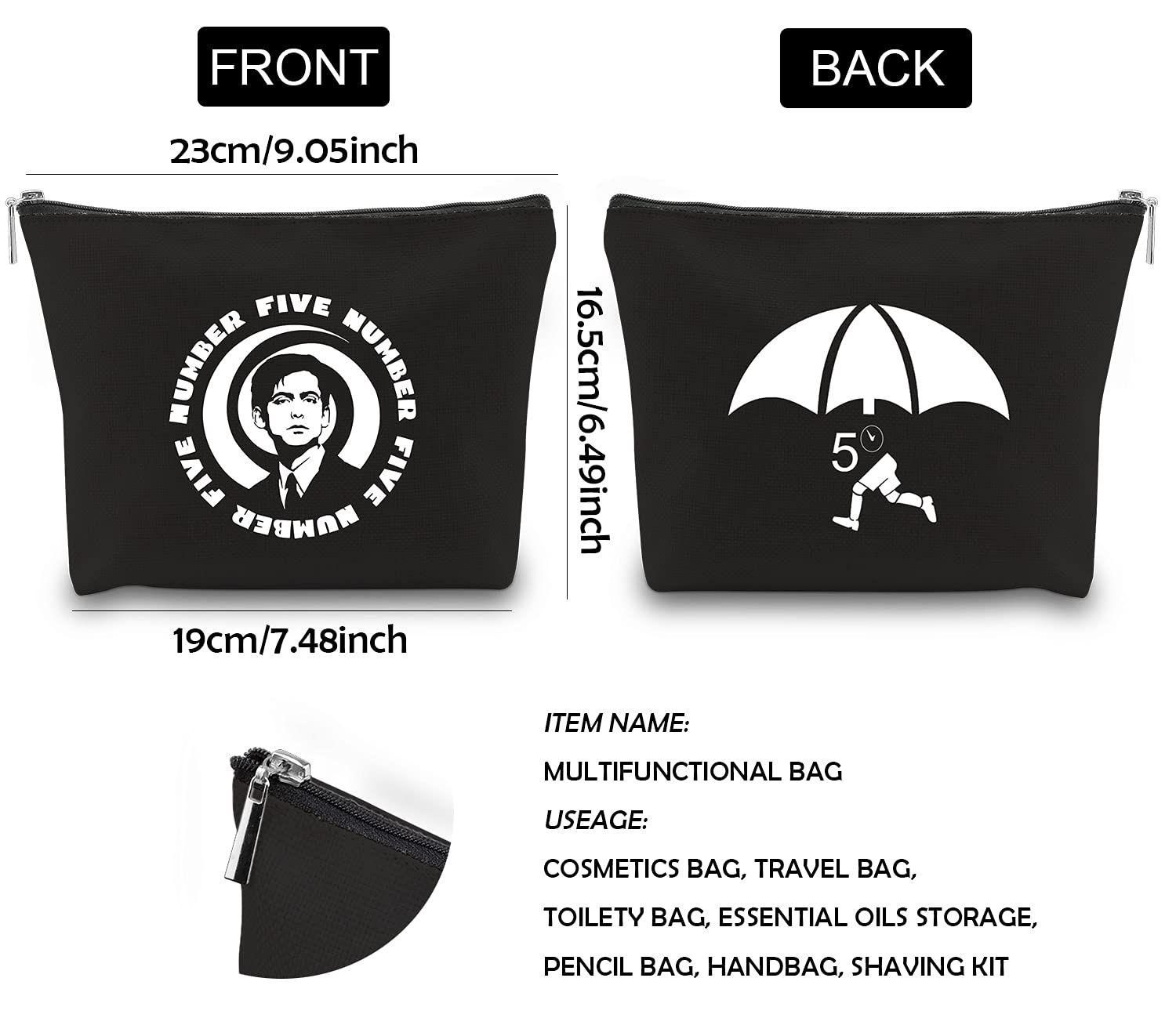 THE BOY Academy Inspired Number Five Zipper Pouch - TV Show Hello Goodbye Makeup Bag for Fans | Perfect for Cosmetics, Travel & Fan Collection