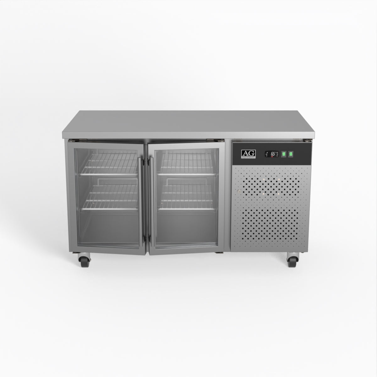 Commercial Glass Door Refrigerator - 2 Door Under Counter Display Fridge 700mm Depth for Restaurants, Cafes & Retail Stores