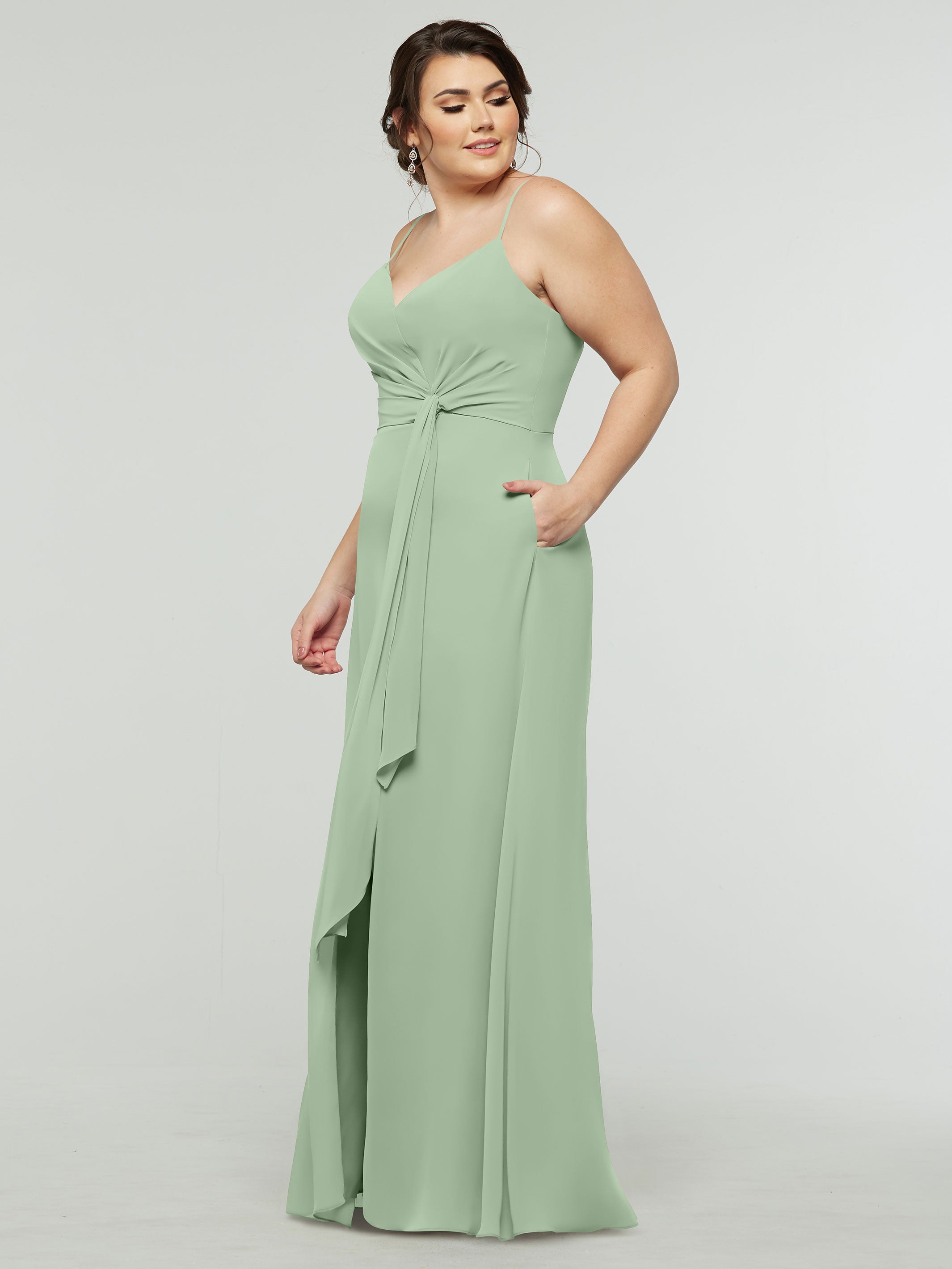 Elegant 80182 Chiffon A-Line Bridesmaid Dress with V-Neck & Spaghetti Straps - Perfect for Weddings, Prom, Formal Events & Special Occasions