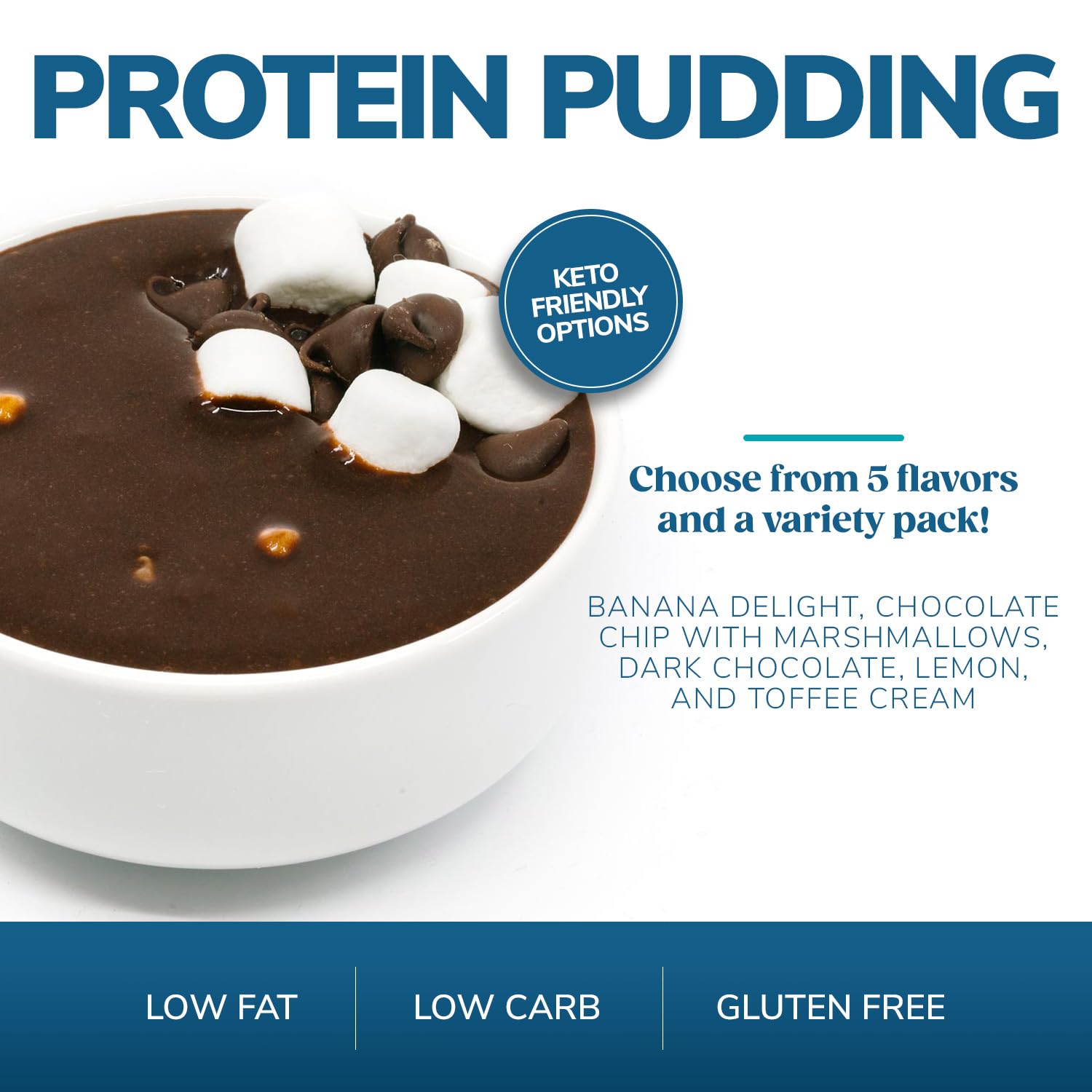 WonderSlim Protein Pudding Mix Variety Pack - 12g Protein per Serving, Gluten Free, Low Carb (7 Count) - Perfect for Keto Diet, Post-Workout Recovery & Healthy Snacking