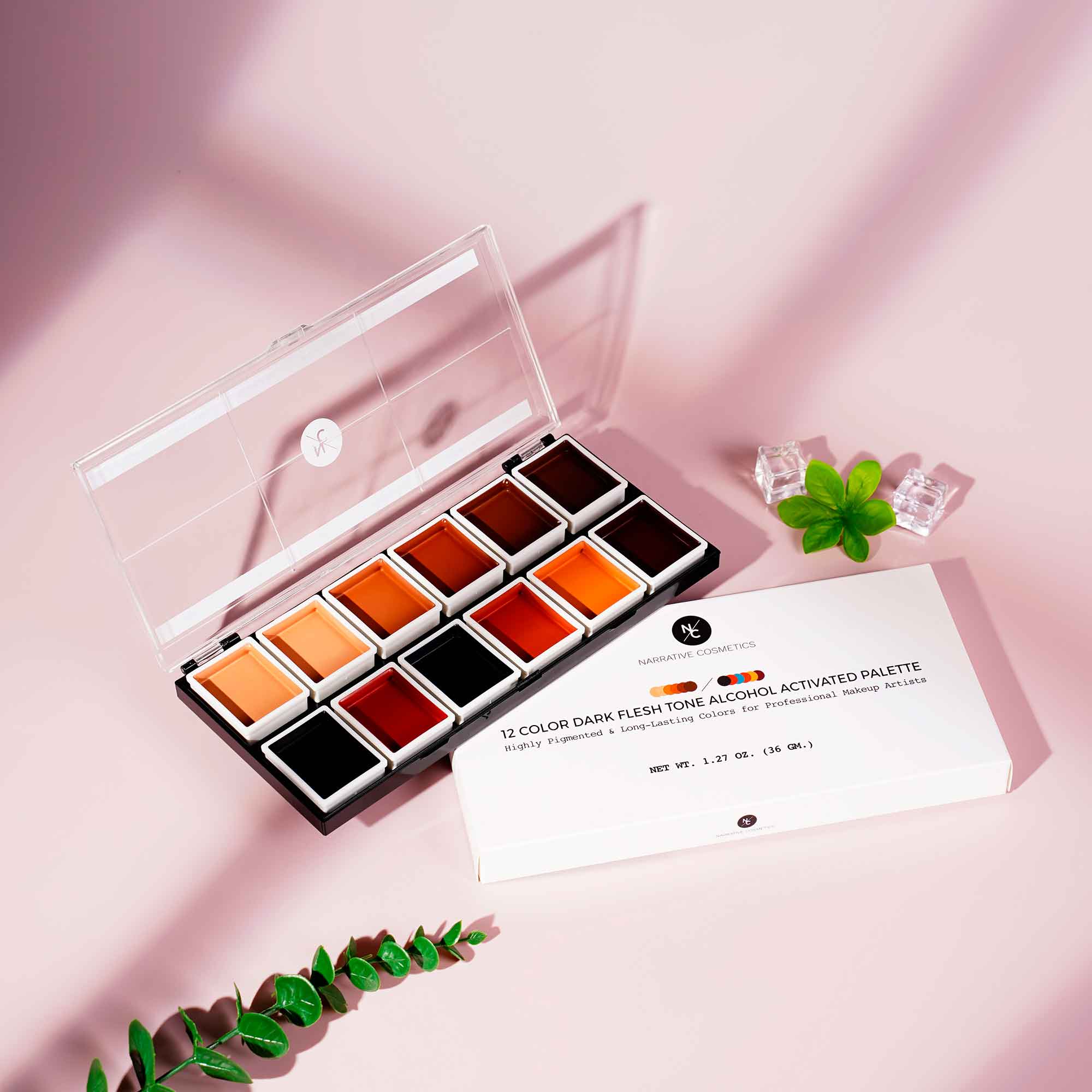 12 Color Dark Flesh Tone Alcohol Activated Palette - Professional Face & Body Paint for Halloween, Cosplay & Special Effects Makeup