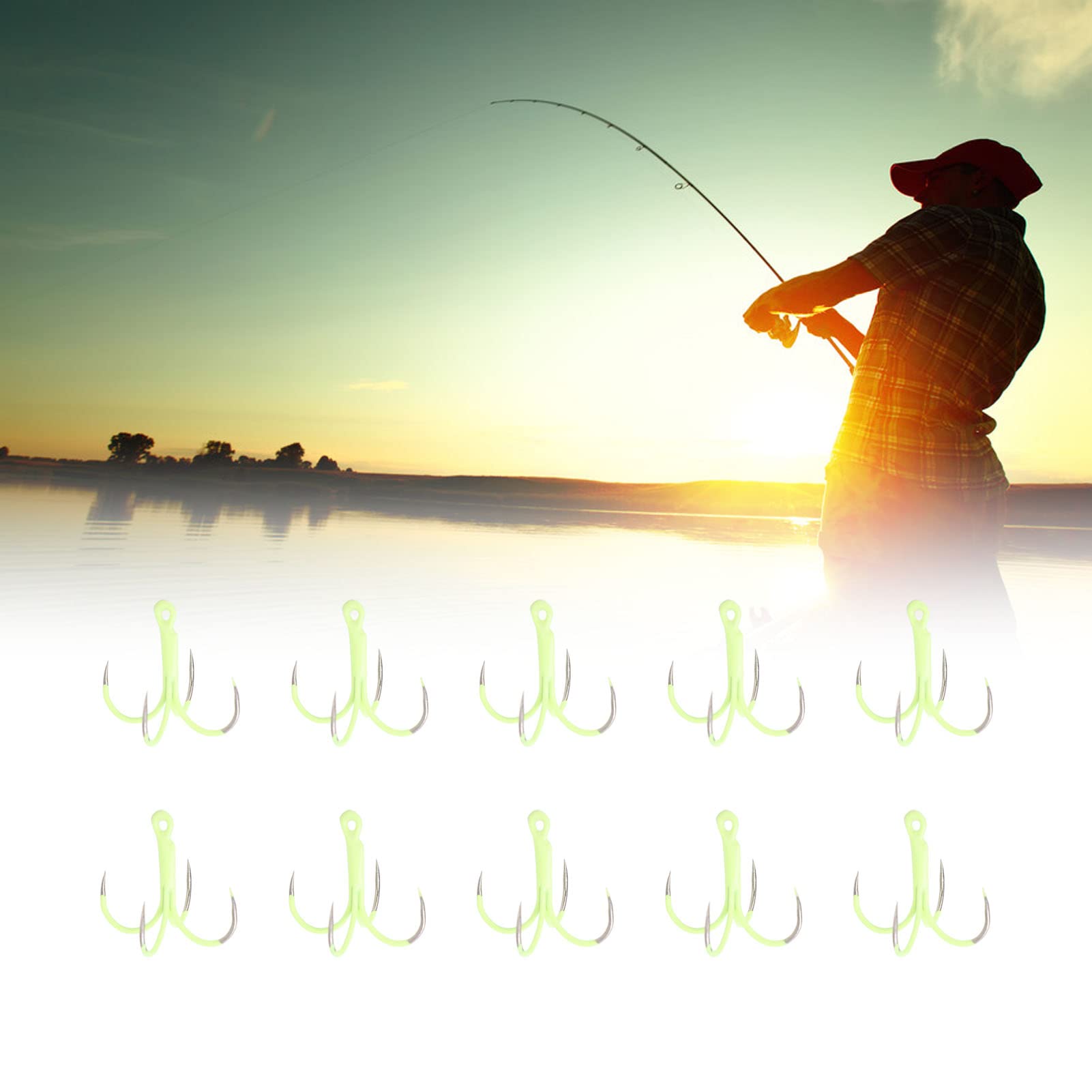 Ubersweet® Stainless Steel Luminous 4-Claw Fishing Hook - High Efficiency, Portable & Durable for Bass, Trout, Saltwater Fishing - Perfect for Night Fishing, Camping & Outdoor Adventures (Large Size)
