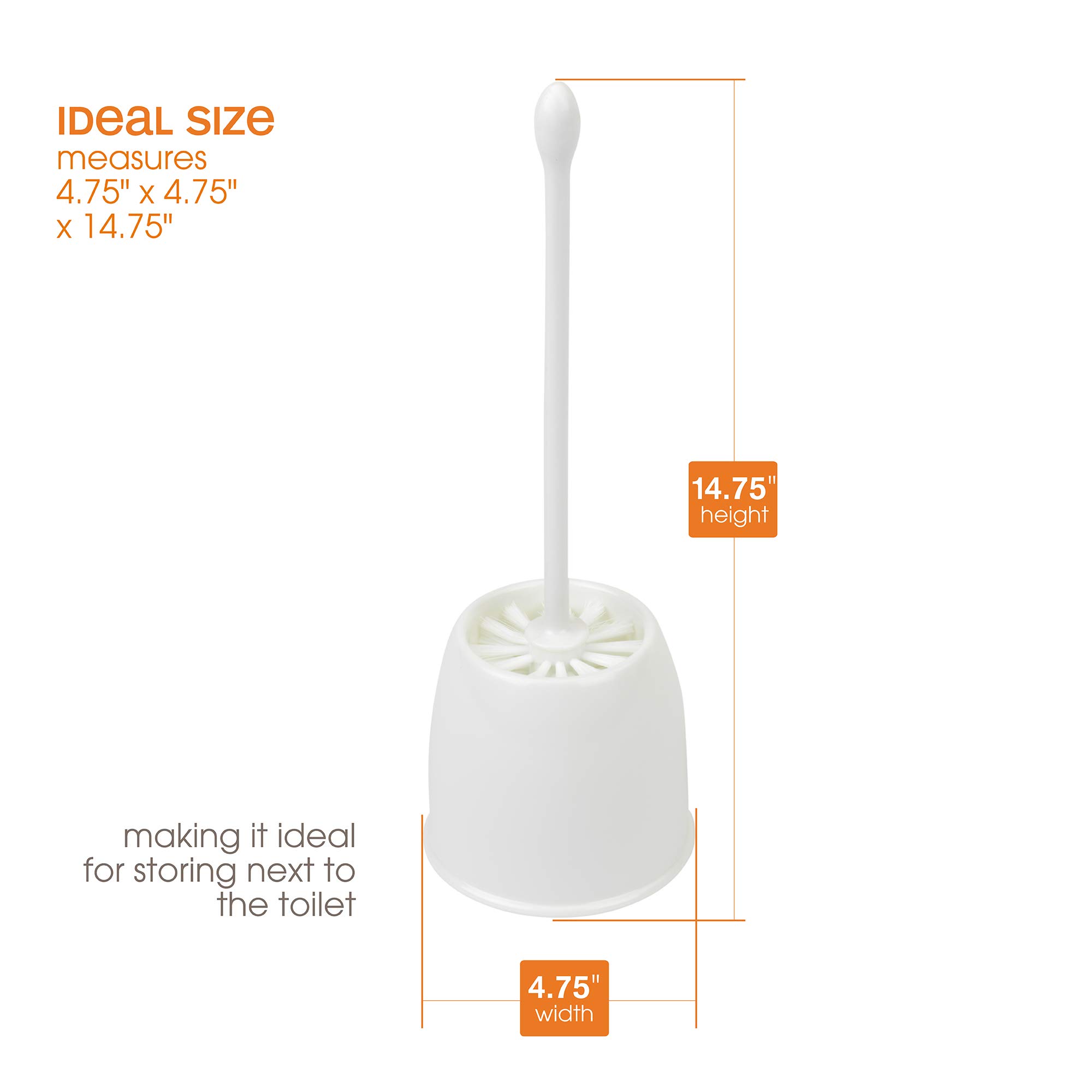 Casabella White Toilet Bowl Brush and Holder Set - Durable Bathroom Cleaning Tool for Home & Office Use