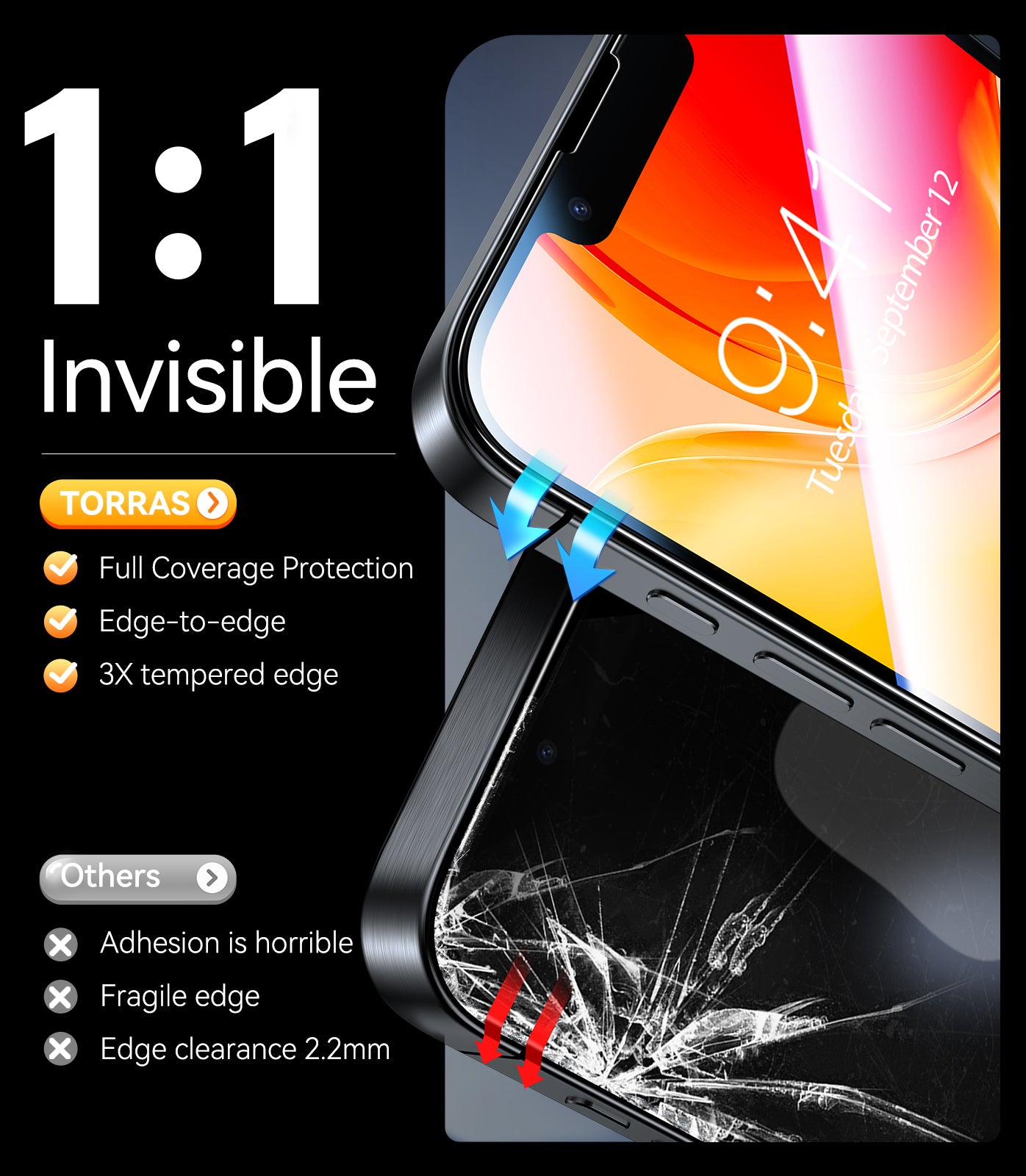 GlassGo Premium Tempered Glass Screen Protector for iPhone 16e - Shatterproof, HD Clear, Anti-Scratch Protection - Perfect for Work, Travel & Everyday Use
