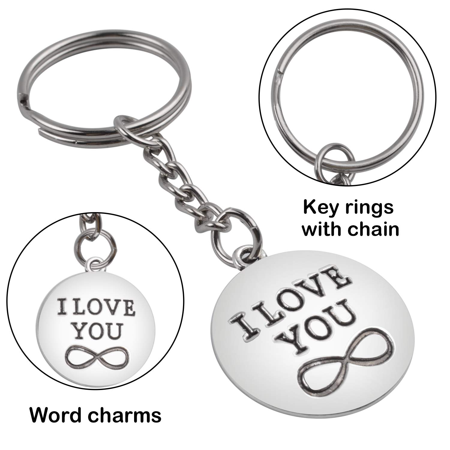 10-Piece Metal Key Ring Set with Charms - DIY Keychain Gifts for Home & Office