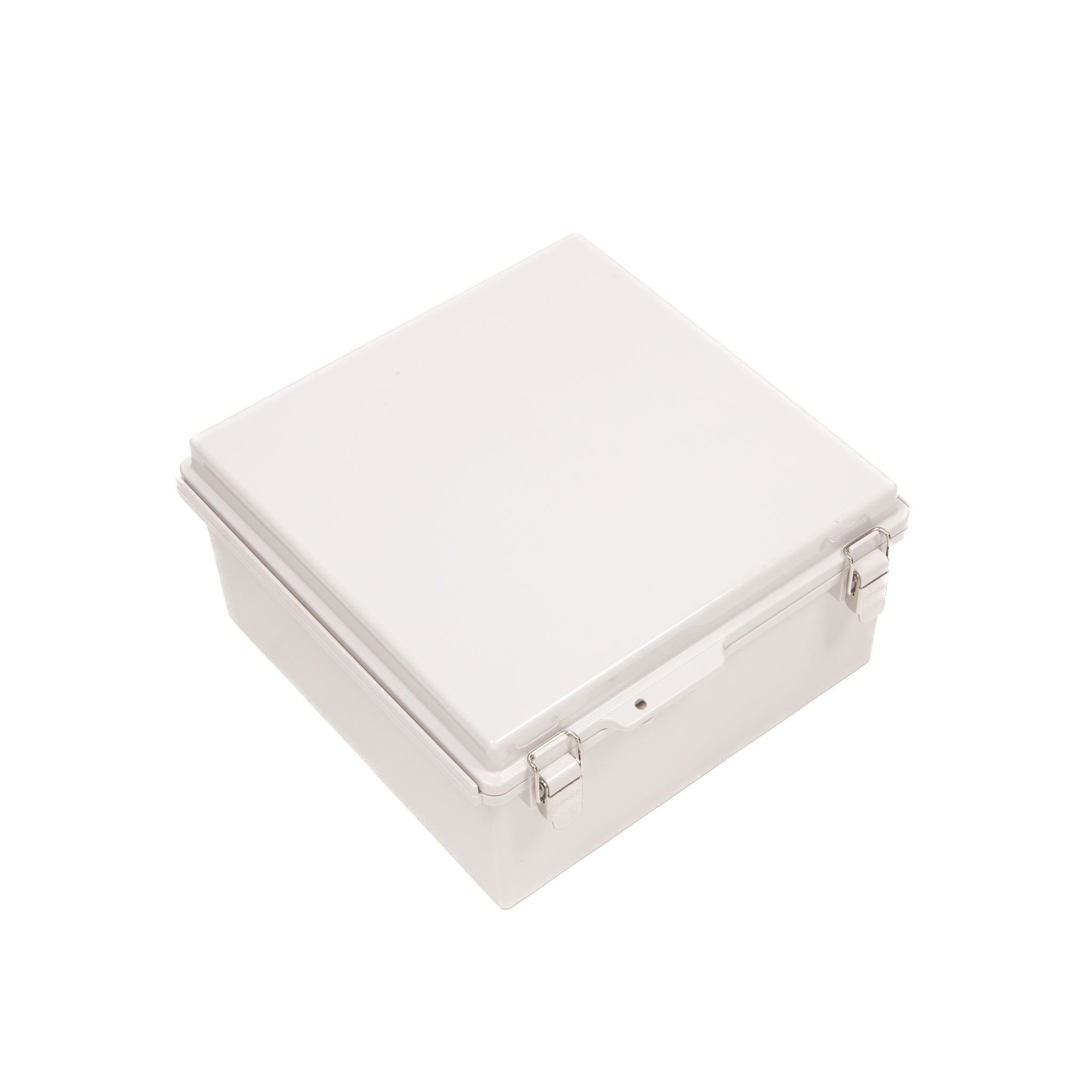 Boxco P Series 11.81 x 11.81 x 5.91 Inches (300 x 300 x 150mm) Waterproof Plastic Enclosure - IP67 & IK08 Rated ABS Grey Case with Molded Hinge & Latch for Electrical, Outdoor & Industrial Applications