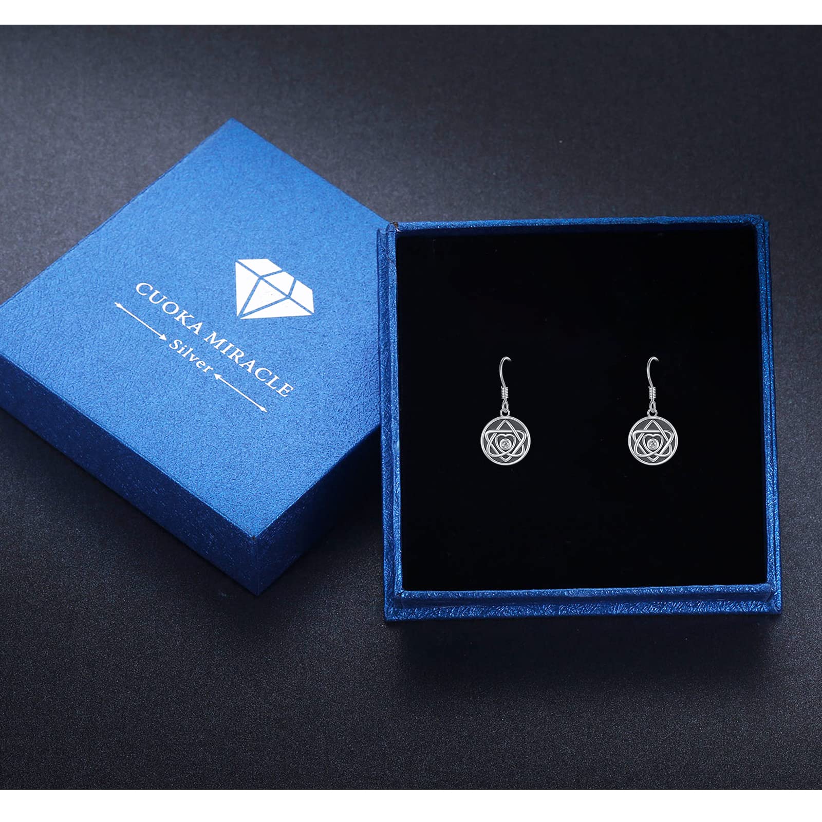 925 Sterling Silver Pentacle Earrings for Women - Hexagram Dangle Drop Earrings | Witchy Boho Jewelry Gift for Daughter, Sister, Friend | Perfect for Wiccan Rituals, Pagan Celebrations & Everyday Wear