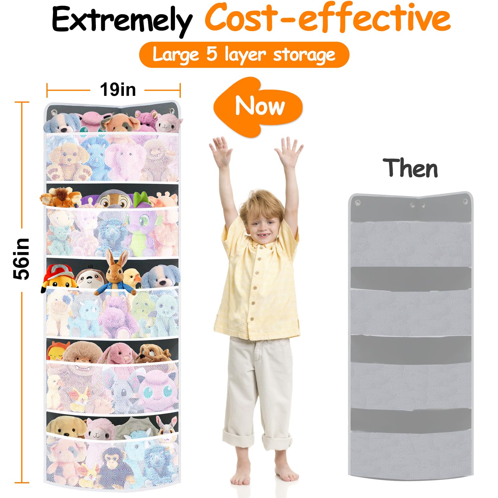 Soft Corner Shelf with 5 Large Mesh Pockets - Wall Mounted Toy Storage Organizer for Kids Bedroom | Child-Friendly Hanging Organizer for Toys, Stuffed Animals, Diapers & Sundries | Perfect for Nursery, Playroom & Closet Organization