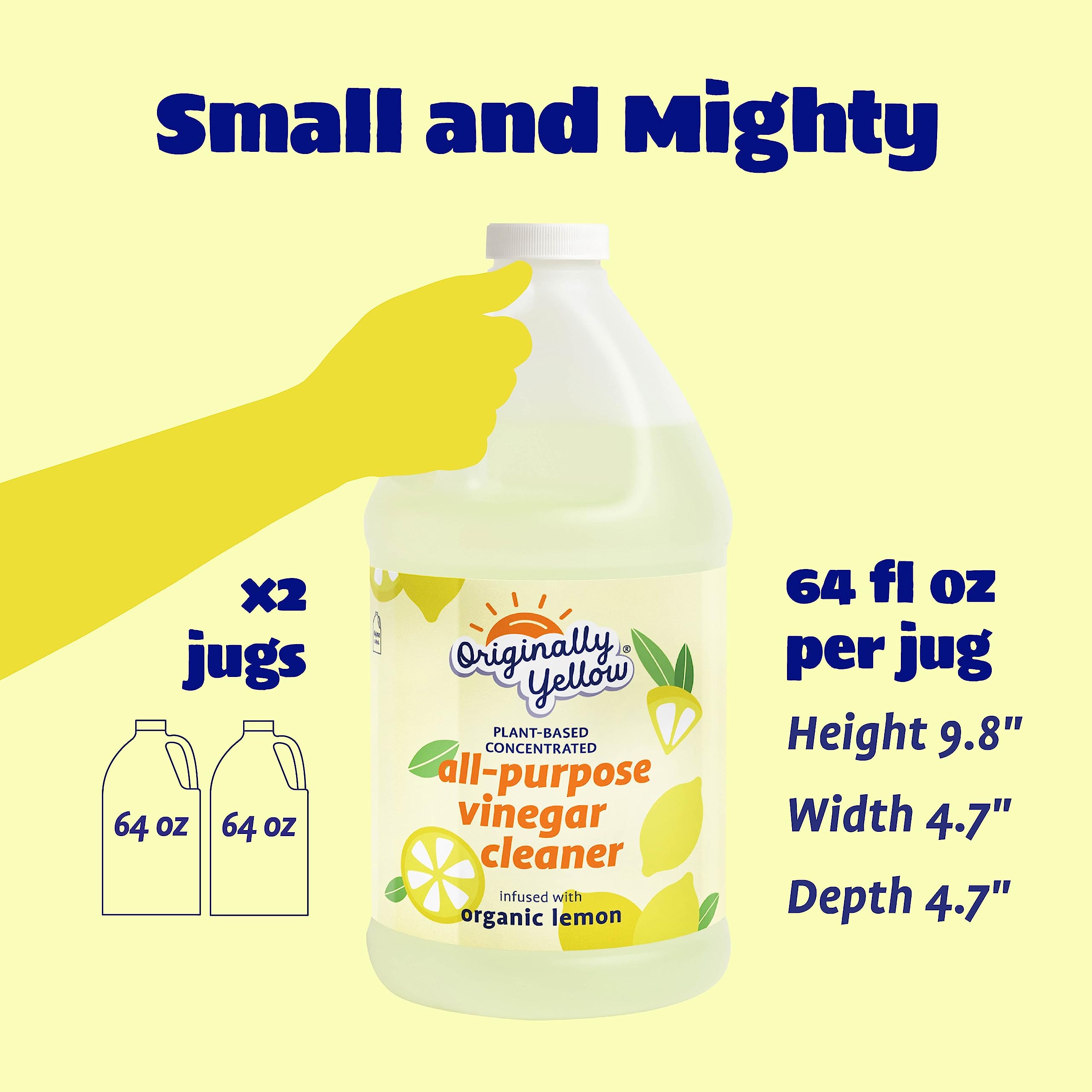 Organic Lemon Infused All-Purpose Cleaning Vinegar - 64 Fl Oz (2-Pack) | Plant-Based, Non-Toxic Floor & Surface Cleaner with Distilled Vinegar | Ideal for Kitchen, Bathroom, Hardwood & Tile Cleaning | Eco-Friendly Home Cleaning Supplies