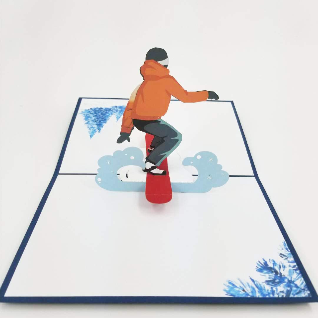 Snowboard Pop Up Greeting Card for Birthday, Anniversary & Sports Lovers - Perfect Gift for Snowboarders
