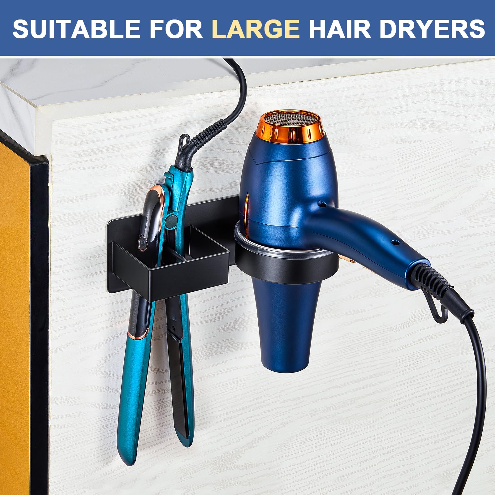 Wall Mounted Hair Straightener & Blow Dryer Holder - Stainless Steel Bathroom Organizer for Hair Tools, Curling Iron & Salon Dryer Storage | Perfect for Home & Salon Use, Space-Saving Hair Styling Accessory Organizer