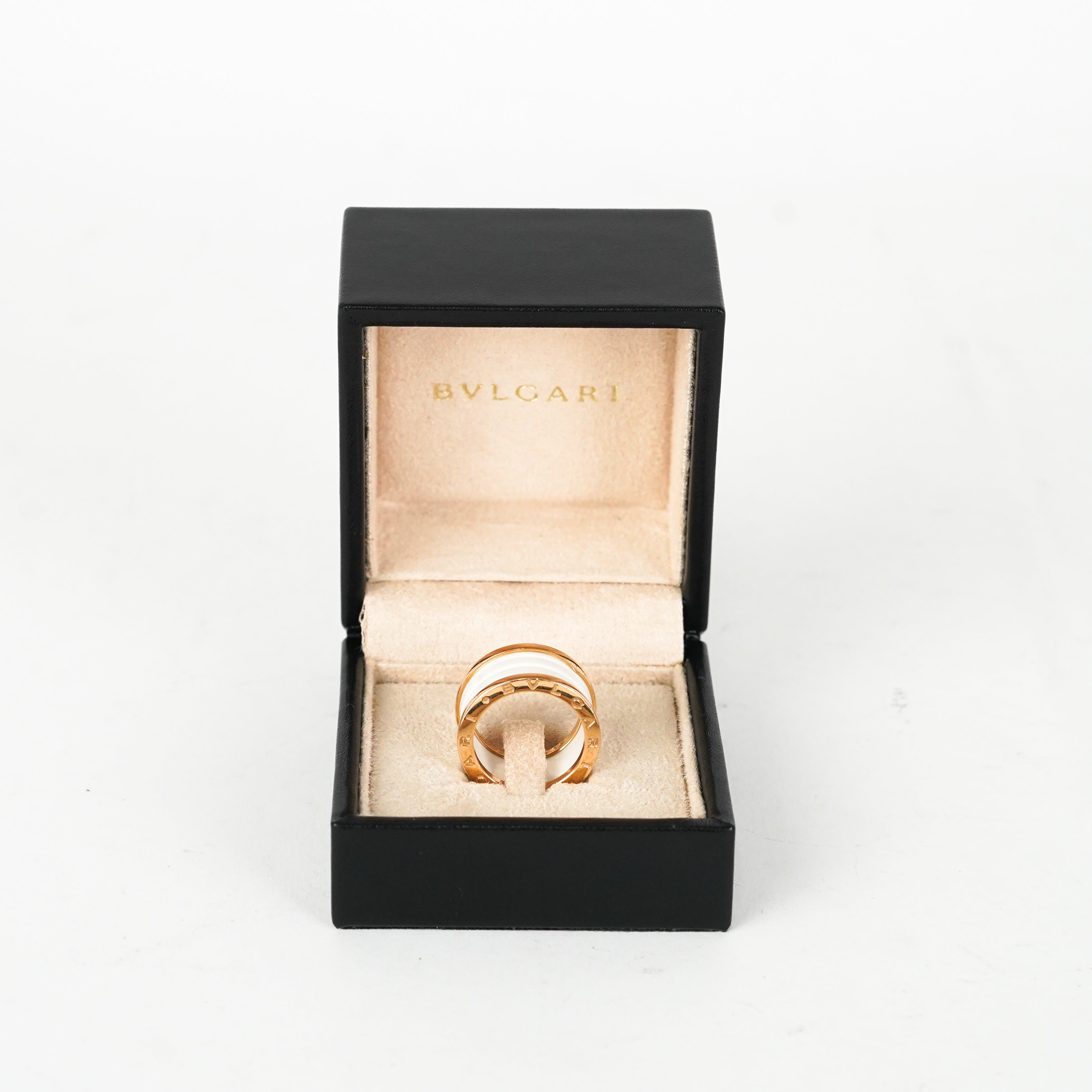 Bvlgari B.Zero.1 Ring in Rose Gold with White Ceramic - Elegant Jewelry for Women, Perfect for Weddings, Anniversaries & Special Occasions