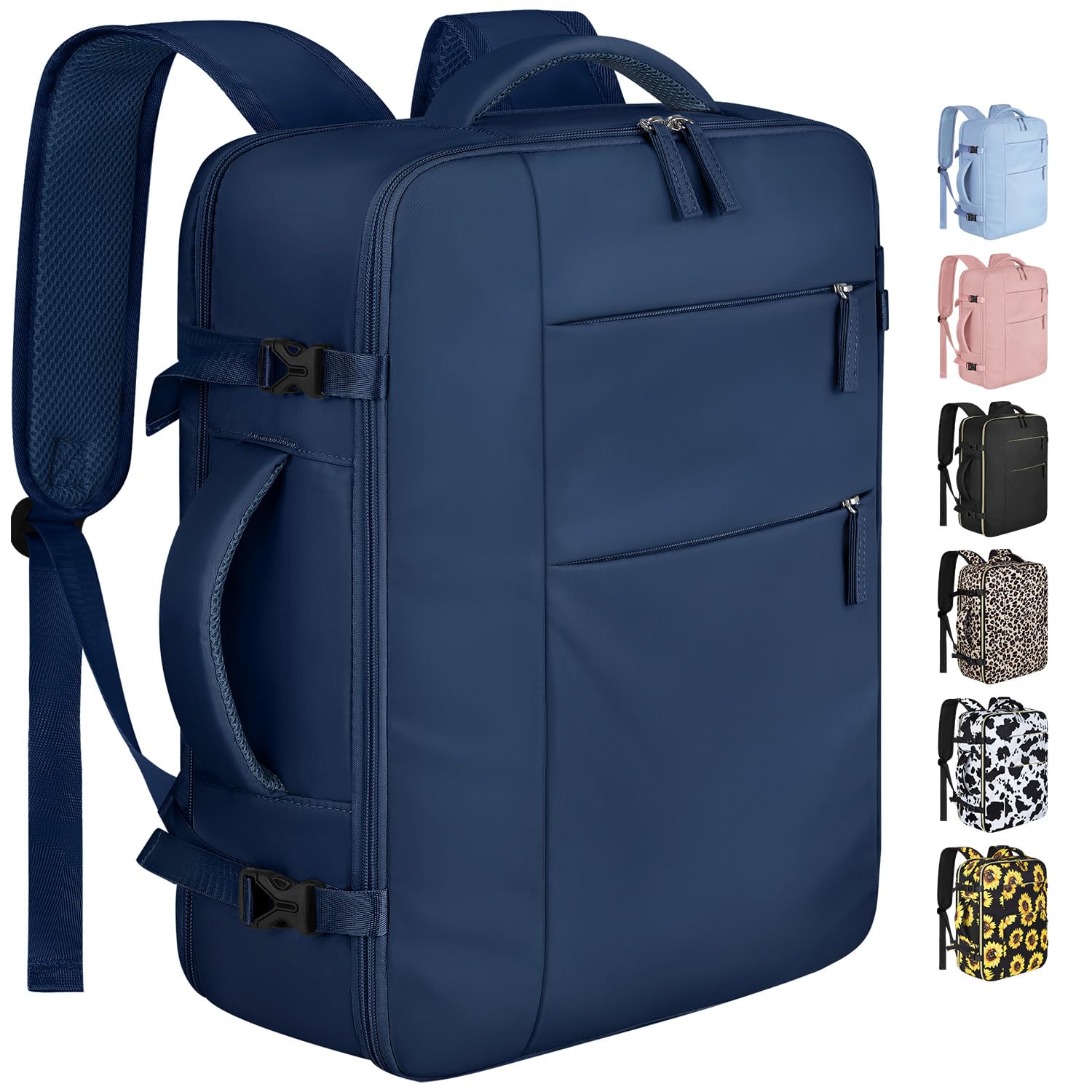 Waterproof Travel Laptop Backpack for Women & Men - Airline Approved Carry On Backpack with 17 Inch Laptop Compartment - Business, Work & Travel Computer Bag (Dark Blue) - Perfect for Commuting, Business Trips & Weekend Getaways