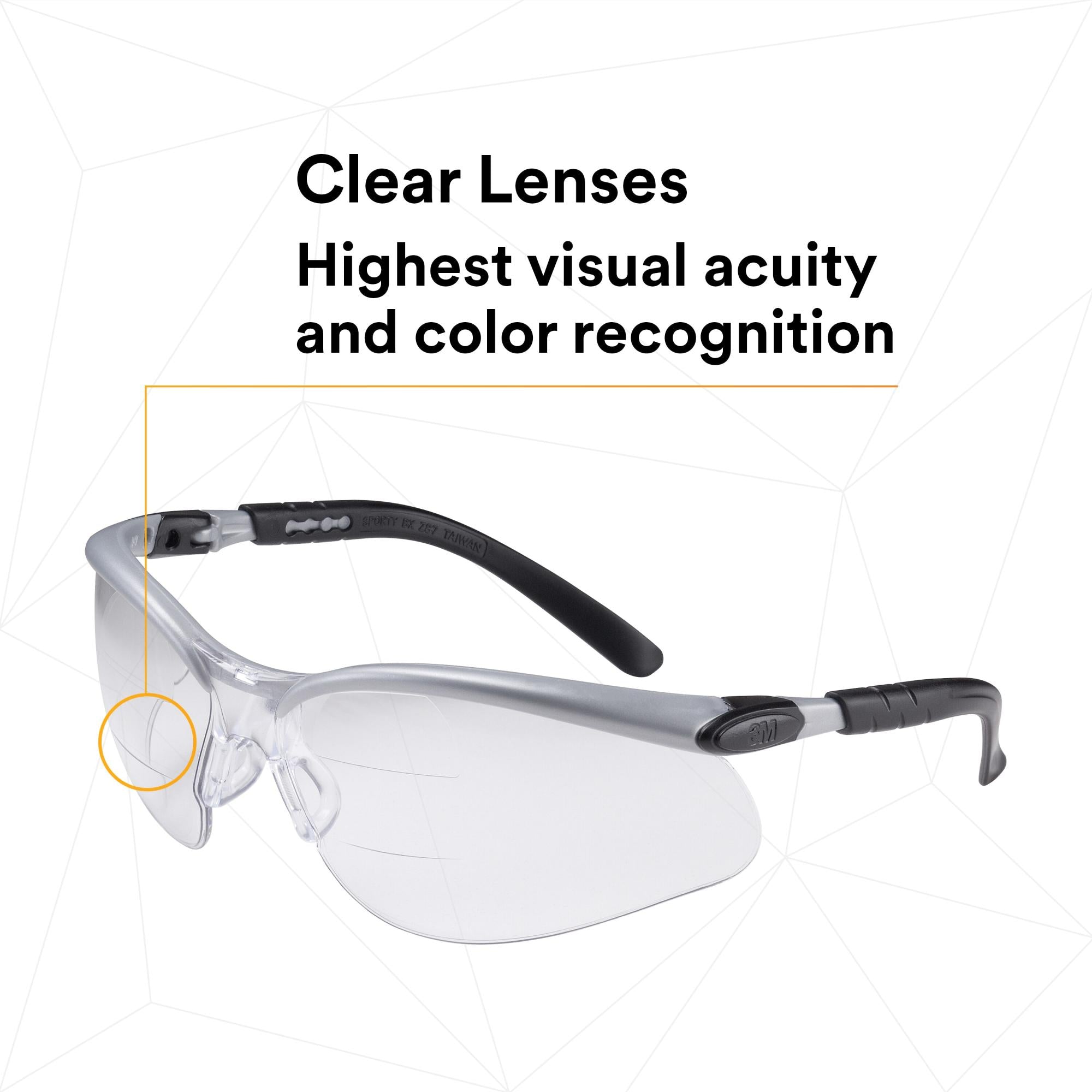 3M BX Dual Reader Protective Eyewear 11459-00000-20 - Clear Anti-Fog Safety Glasses for Reading & Work - Perfect for Lab, Workshop, and DIY Projects