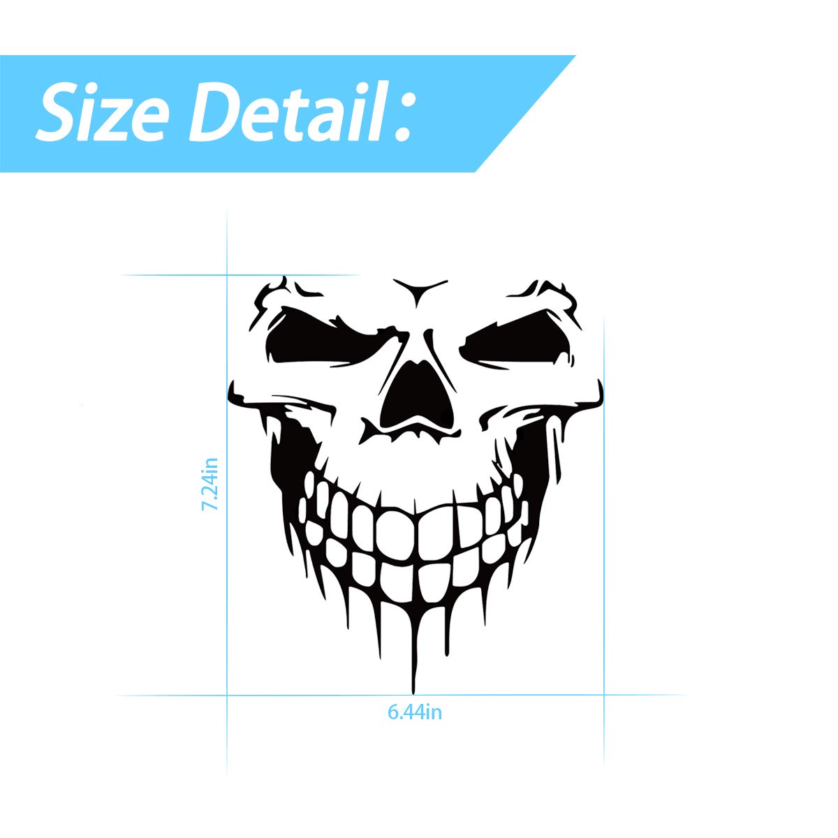 3D Reflective Waterproof Skull Decals for Cars and Trucks - Black Skull Stickers for Car Windows and Doors, Perfect for Halloween, Car Shows, and Custom Vehicle Decoration