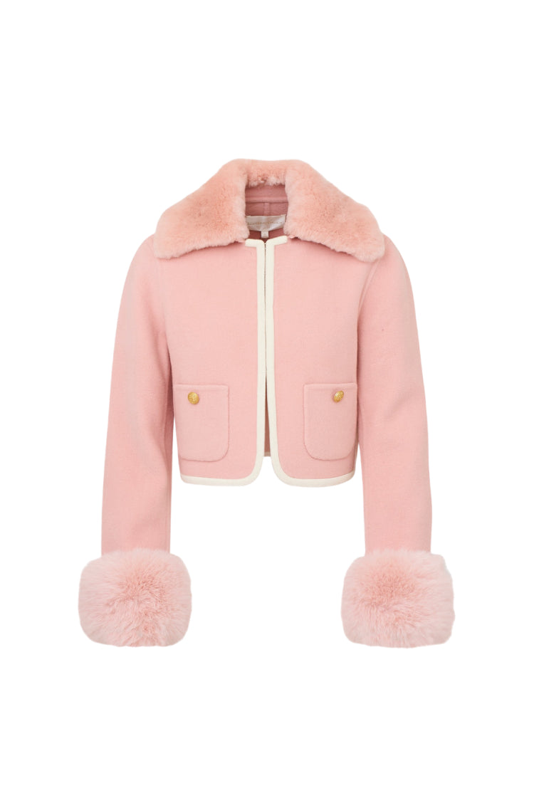 Luxury Caprina Wool Cashmere Faux Fur Jacket for Women - Warm Winter Coat with Soft Faux Fur Collar - Perfect for Cold Weather, Outdoor Activities & Fashion Layering