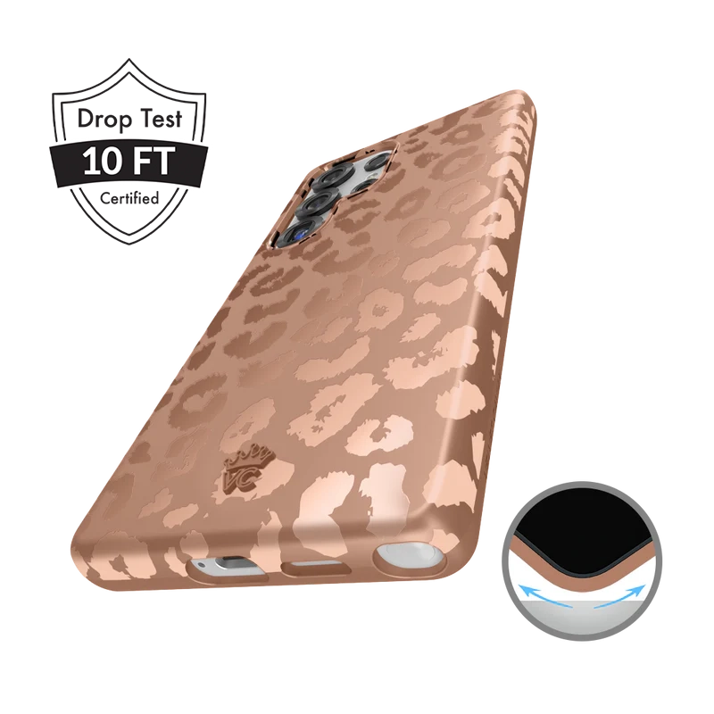 Bronze Chrome Leopard Print Samsung Phone Case - Stylish Protective Cover for Galaxy S21/S20/Note 20 | Perfect for Everyday Use, Travel & Fashion Accessories