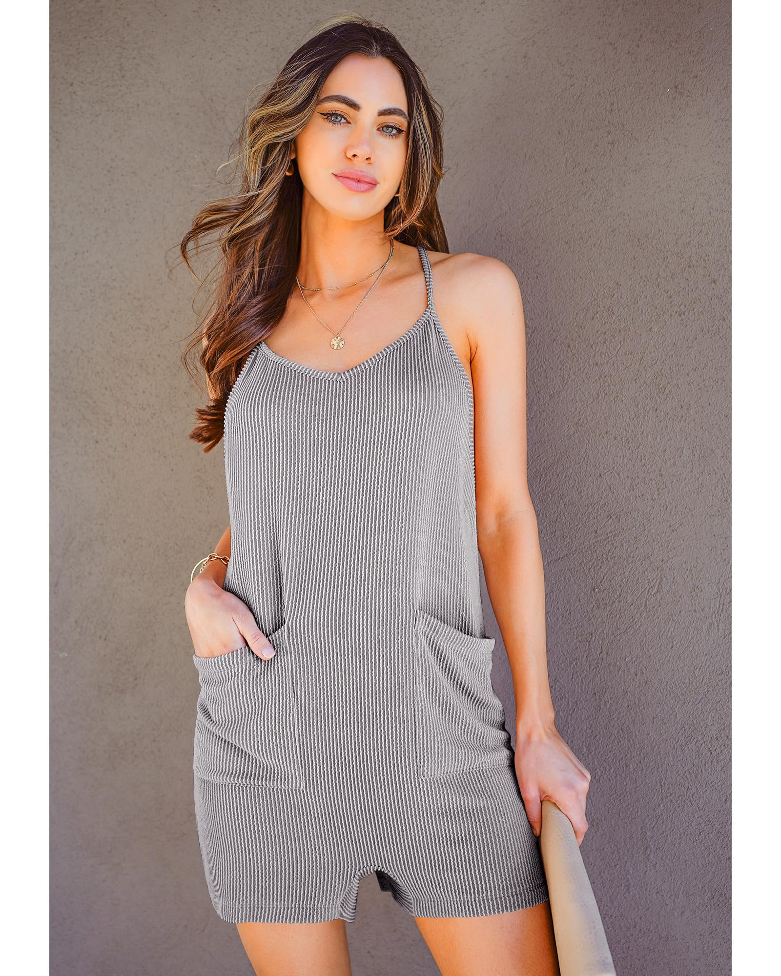 Luvamia Women's Sleeveless Summer Romper Jumpsuit with Adjustable Straps - Casual Shorts Overall for Beach Vacation, Resort Wear & Summer Outfits