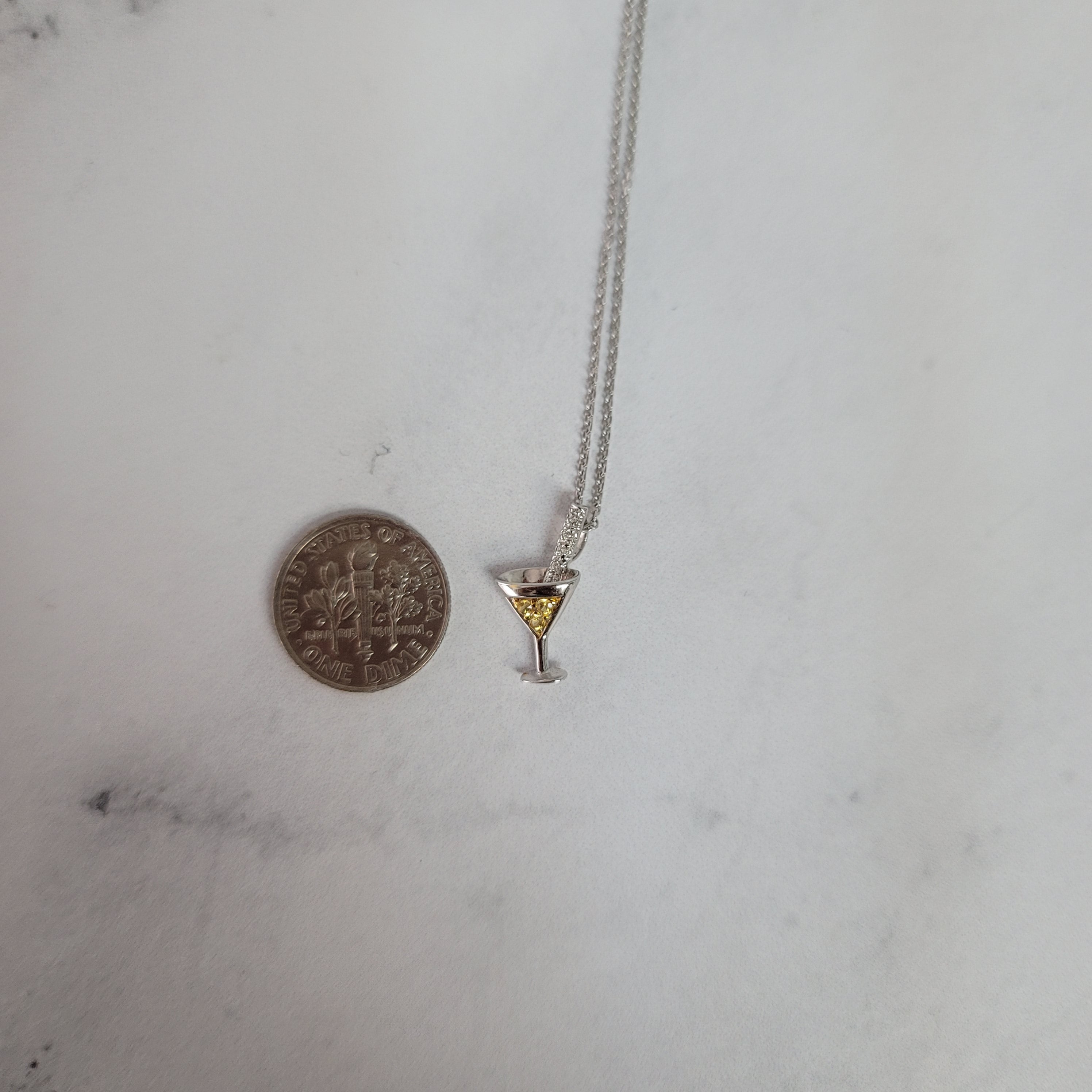 Exquisite Yellow Sapphire & Diamond Martini Necklace for Women - Elegant Jewelry Gift for Parties, Weddings & Special Occasions
