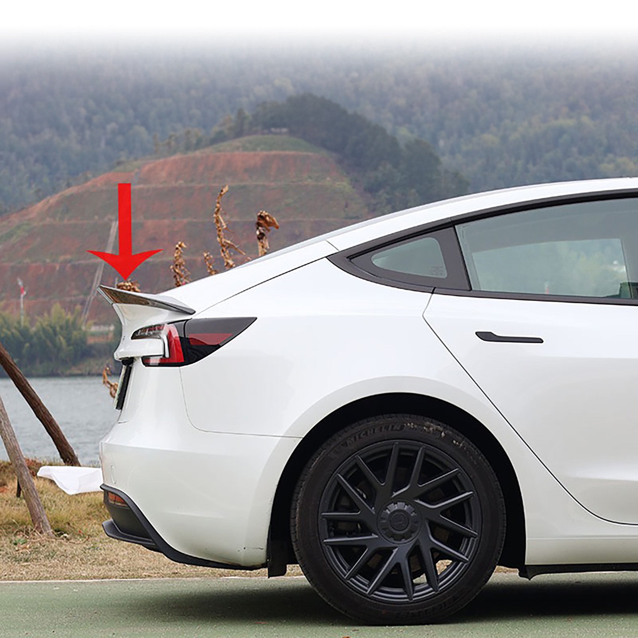 Premium Real Carbon Fiber V-Style Rear Spoiler for Tesla Model 3 Highland (2024+) - High-Gloss Finish, Lightweight & Durable - Enhances Aerodynamics & Sporty Look for Street Racing & Car Shows