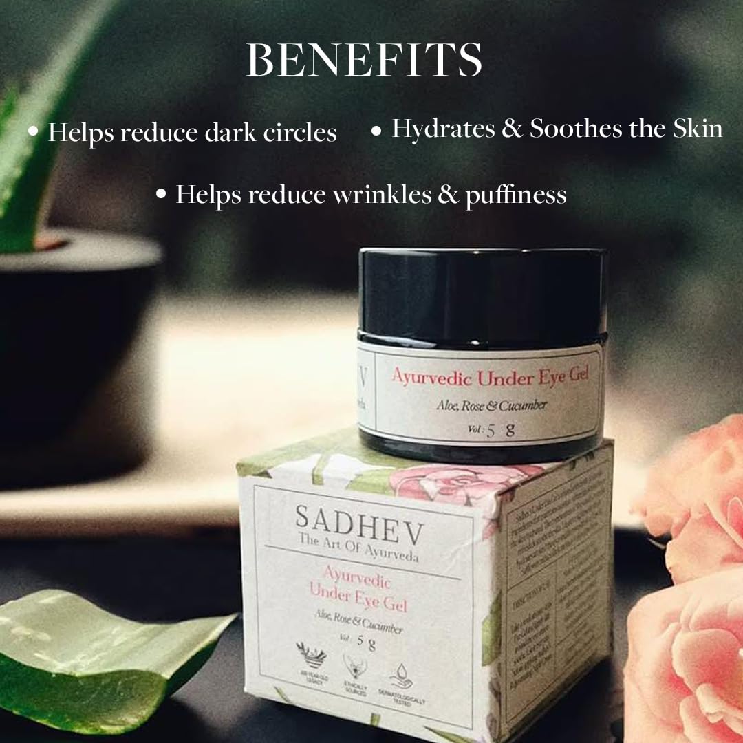 Sadhev Under Eye Gel - 5gm | Dark Circle & Puffiness Relief | Hydrating Eye Treatment for Men & Women | Perfect for Night Routine & Travel