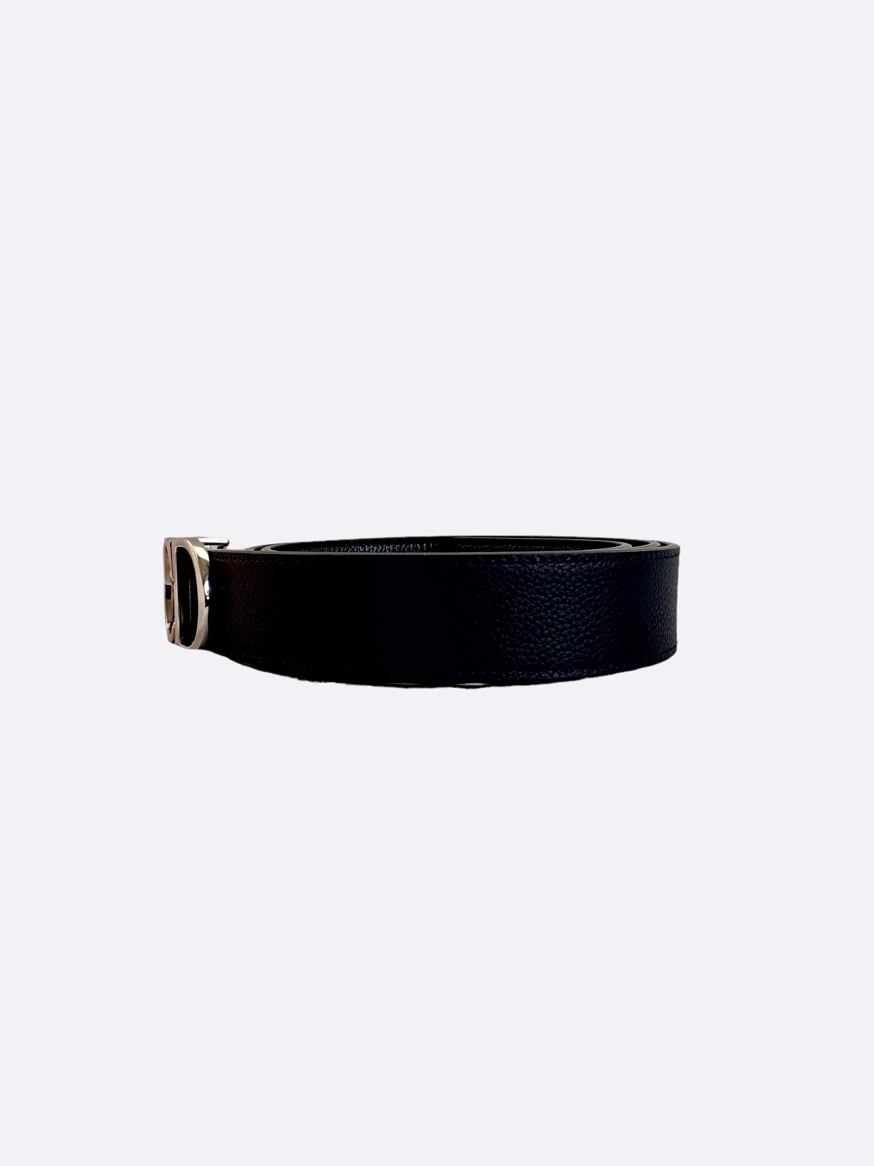 Dior Reversible Belt with Silver CD Buckle in Black & Navy - Luxury Designer Belt for Men & Women | Perfect for Casual, Office & Formal Outfits