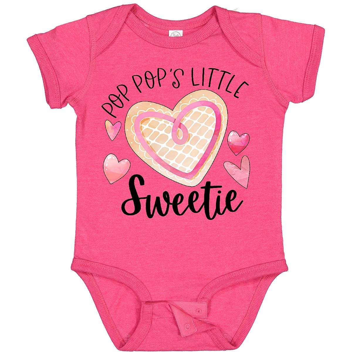 Inktastic Pop Pop's Little Sweetie Pink Heart Cookie Baby Bodysuit - Soft Cotton Onesie for Newborns & Infants - Perfect for Family Photos, Holidays & Special Occasions