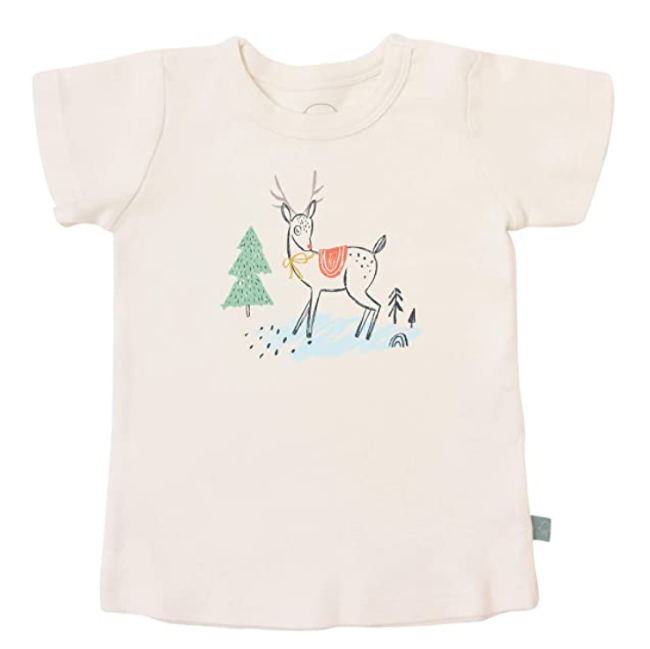 Finn & Emma Organic Cotton Graphic Tee with Deer Print - Soft & Comfortable Baby & Toddler Shirt for Playdates, Outings & Everyday Wear