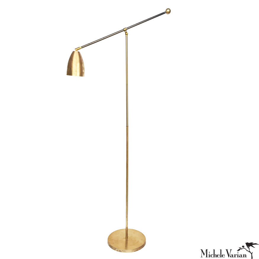 Vintage Brass Cone Axis Floor Lamp - Modern Industrial Lighting for Living Room, Bedroom & Office Decor